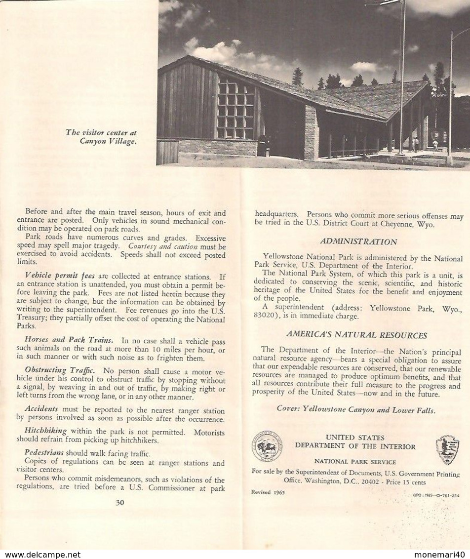 YELLOWSTONE - PARK, WYOMING - MONTANA - IDAHO (CARTES INCLUSES de la RÉGION) - 1959.