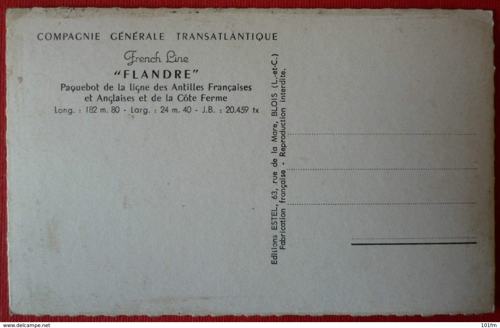 M.V. FLANDRE - FRENCH LINE - Dampfer