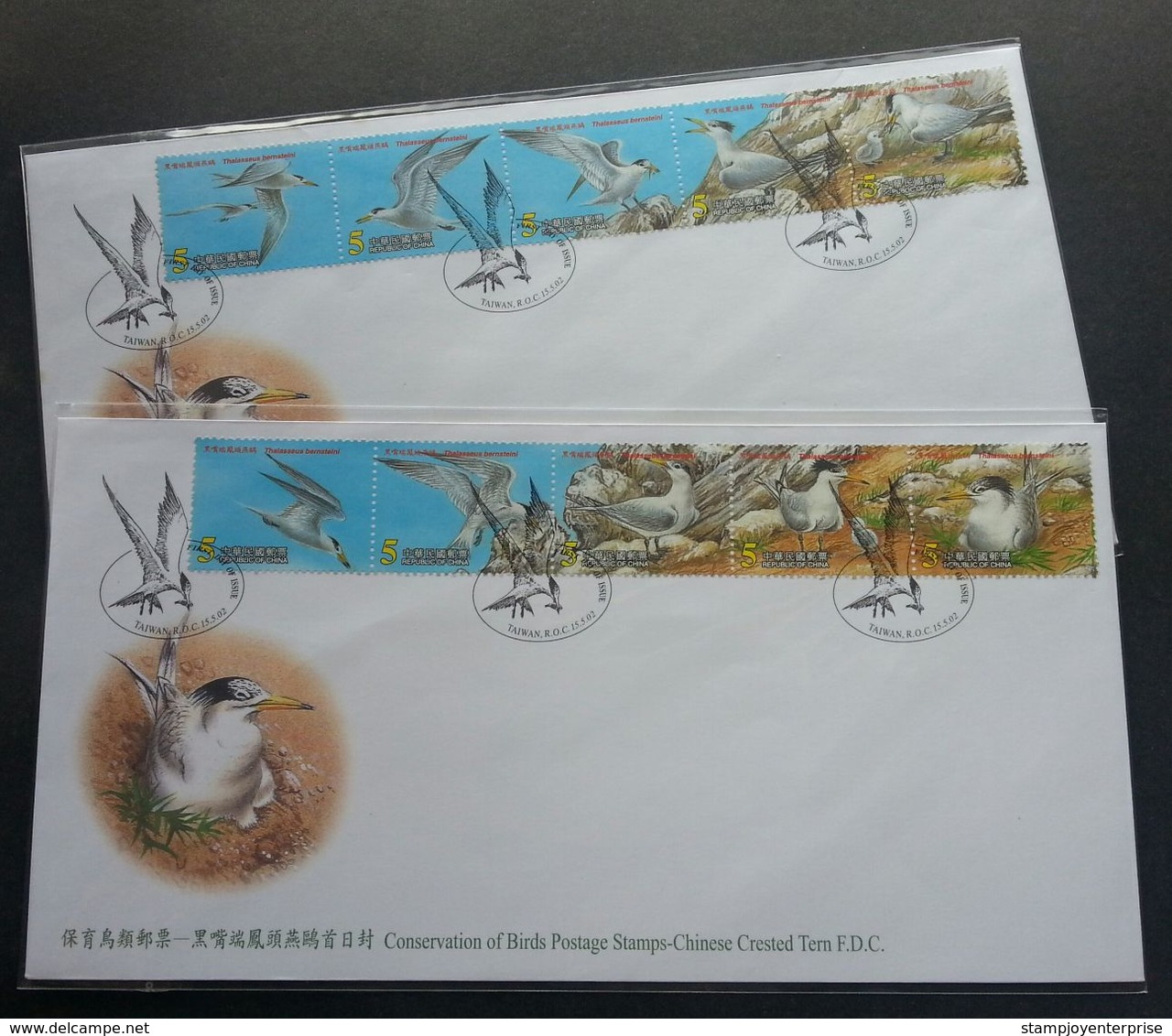 Taiwan Conservation Of Birds Chinese Crested 2002 Fauna Bird (FDC Pair) *see Scan - Covers & Documents