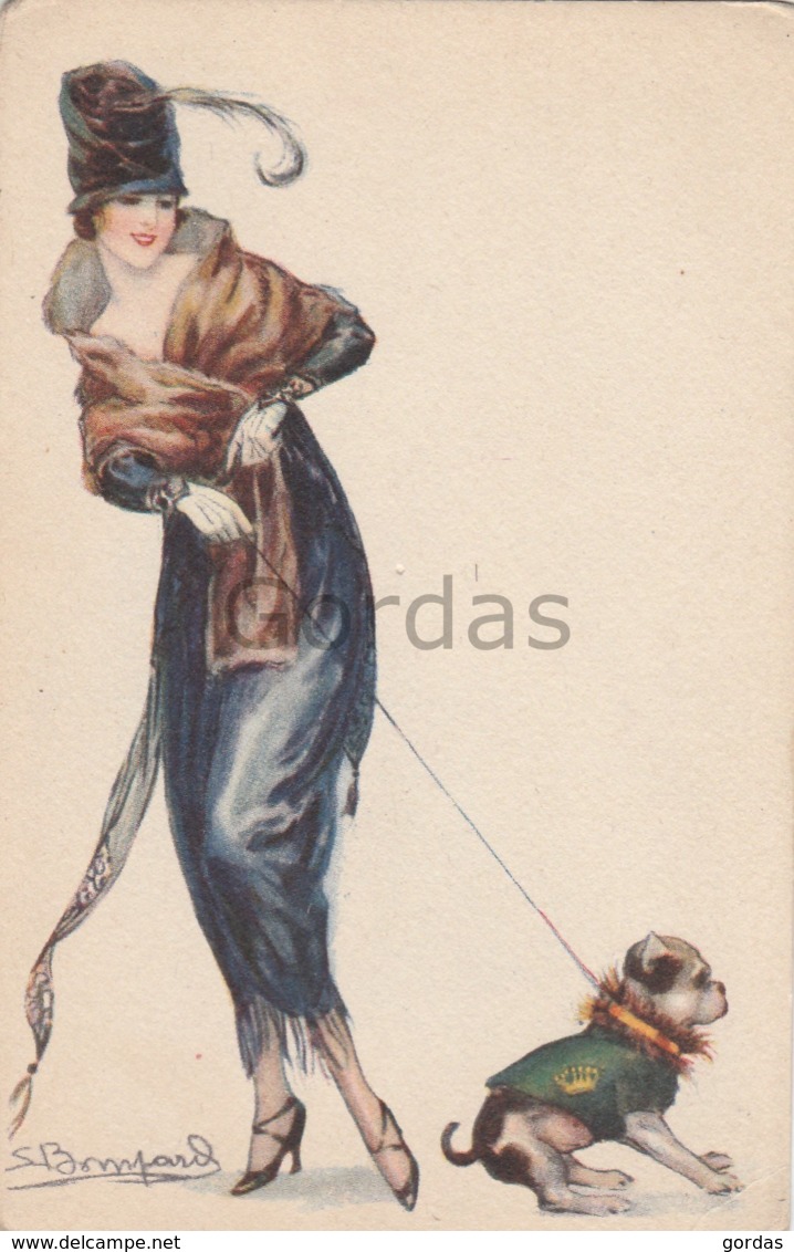 Illustrateur S. Bompard - Mode - Woman With Dog - Bompard, S.