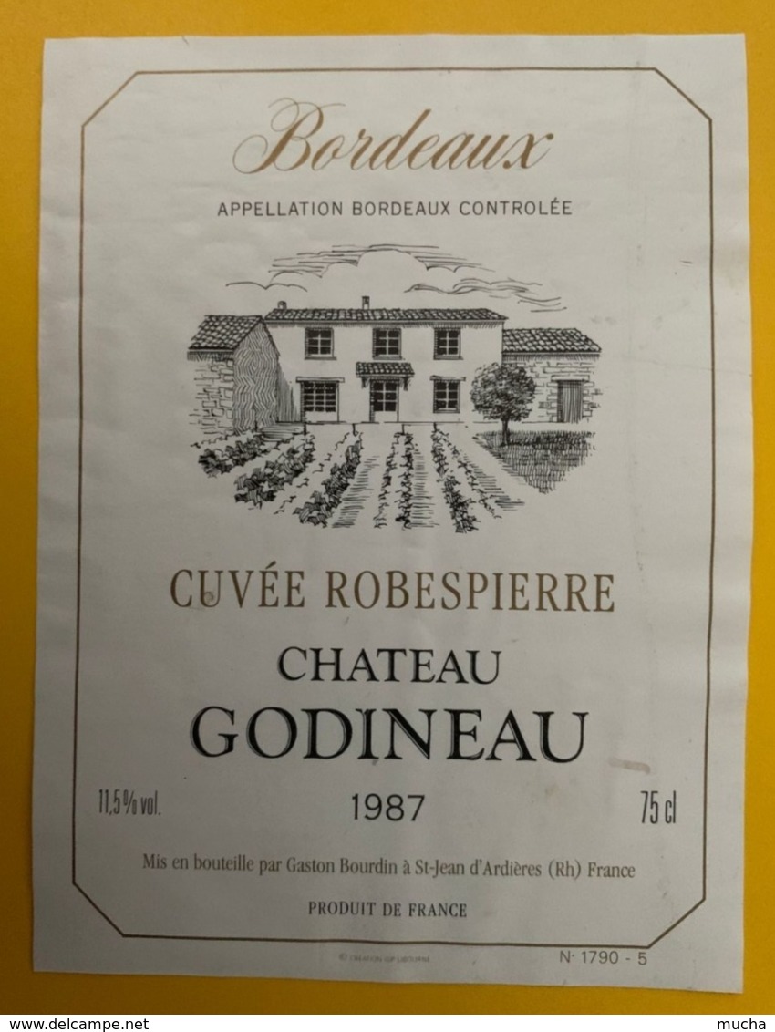 15560 - Château Godineau 1987 Cuvée Robespierre - Bordeaux