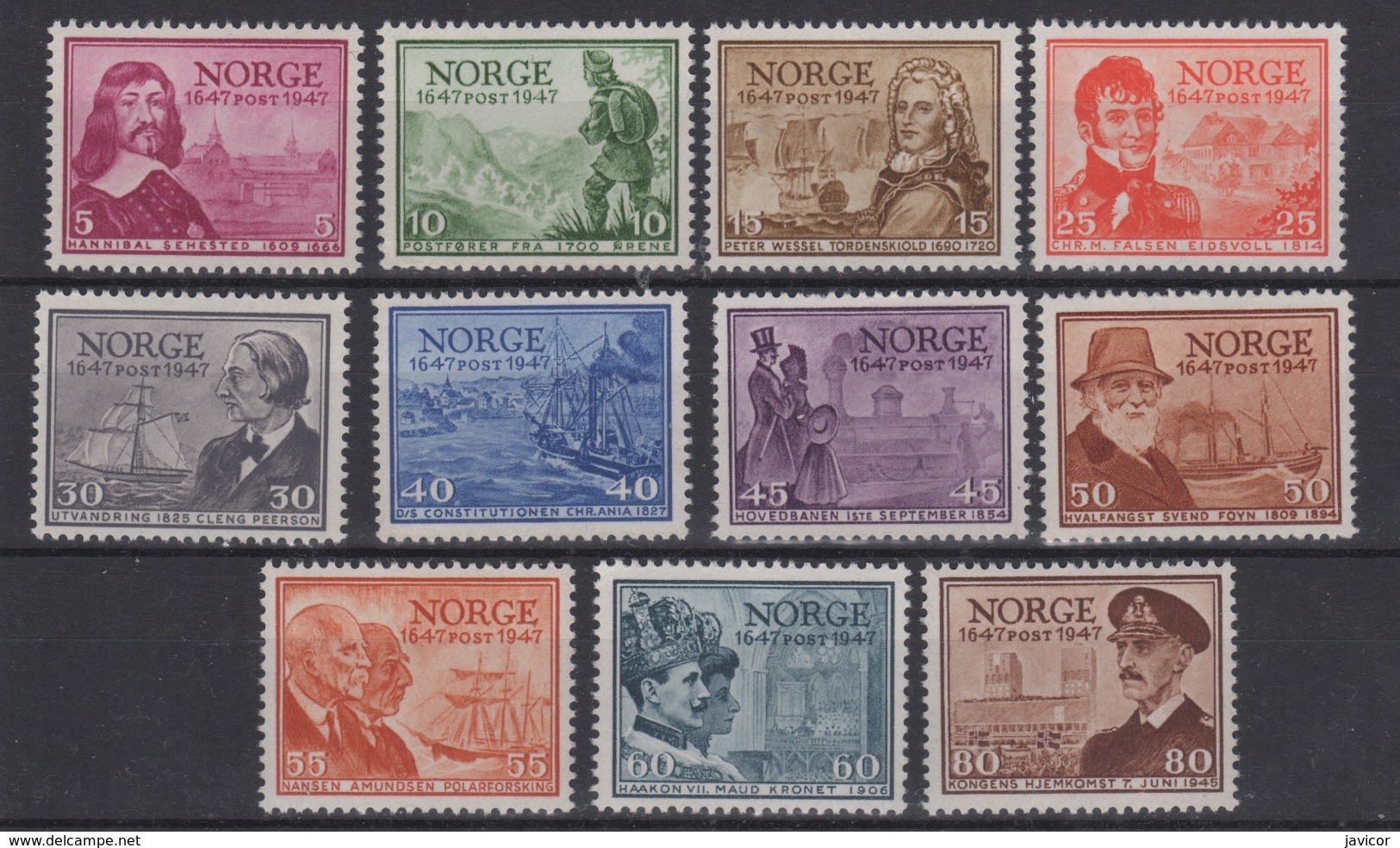 1947 Noruega Norway Norge Aniversario Servicio Postal MNH Valor Catalogo 80€ - Neufs