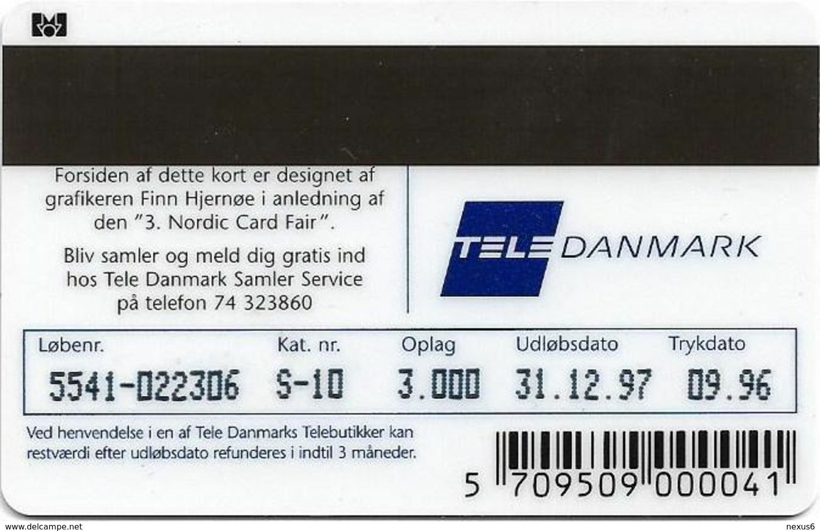 Denmark - Tele Danmark (Magnetic) - Nordic Card Fair 1996 - TDS010 - 09.1996, 30kr, 3.000ex, Used - Dänemark