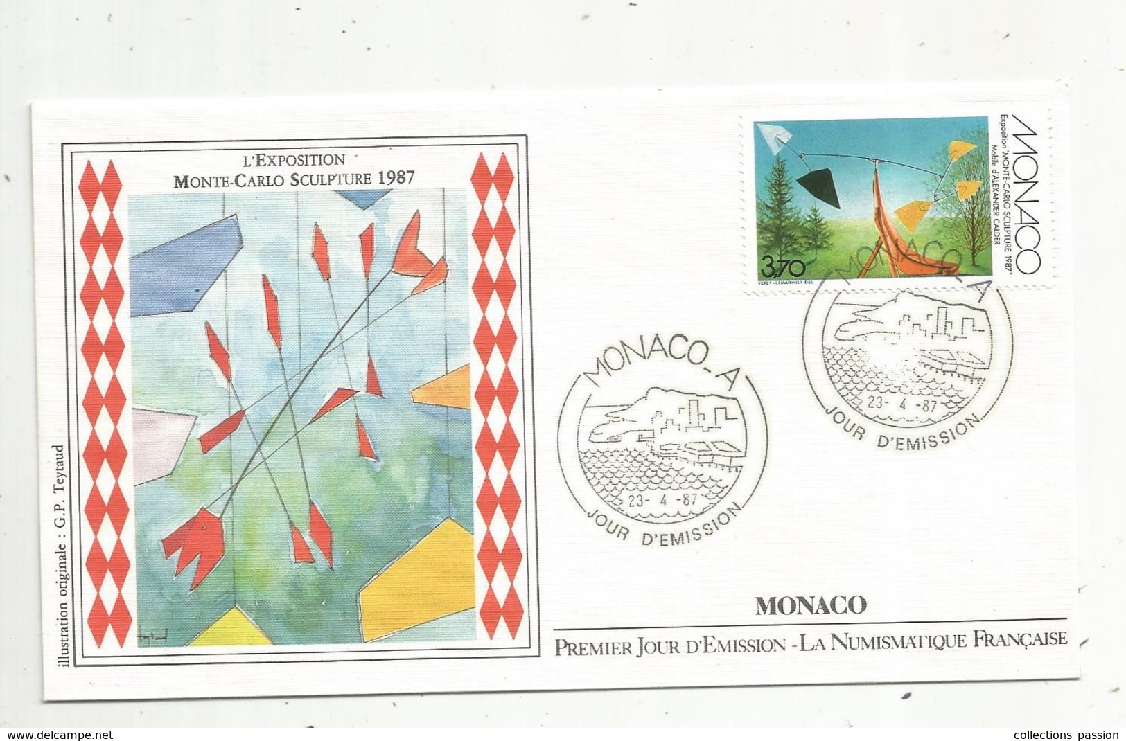 MONACO. A , FDC ,premier Jour , 1987 ,  L'Exposition MONTE CARLO SCULPTURE - FDC