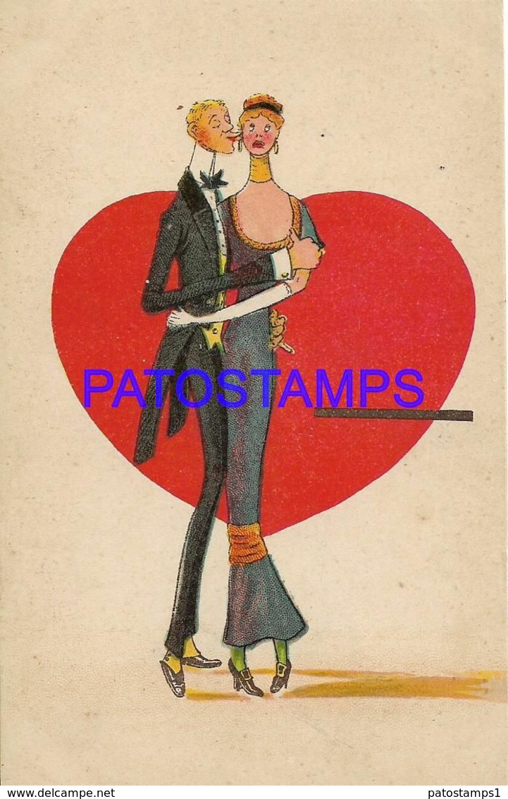 140374 ART ARTE HUMOR SKINNY COUPLE POSTAL POSTCARD - Unclassified