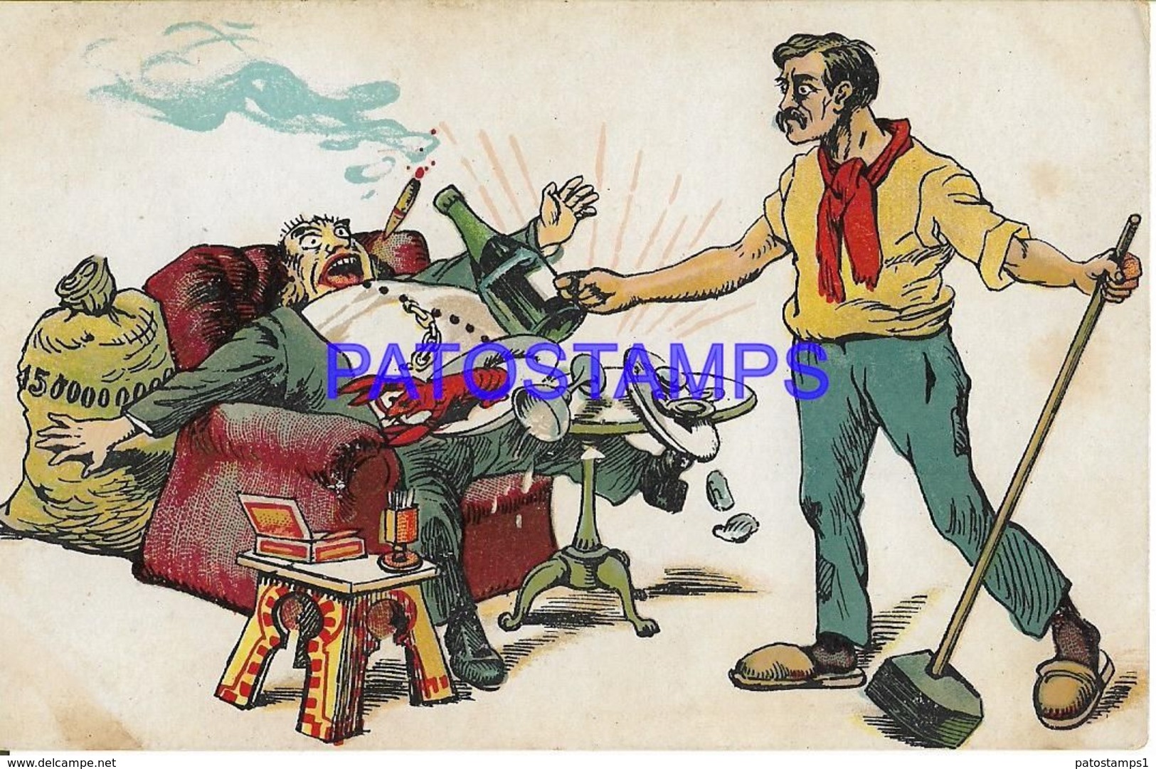 140398 ART ARTE HUMOR THE SERVANT GIVES MORE TO THE RICH AND DRUNK MAN TO DRINK SPOTTED POSTAL POSTCARD - Zonder Classificatie