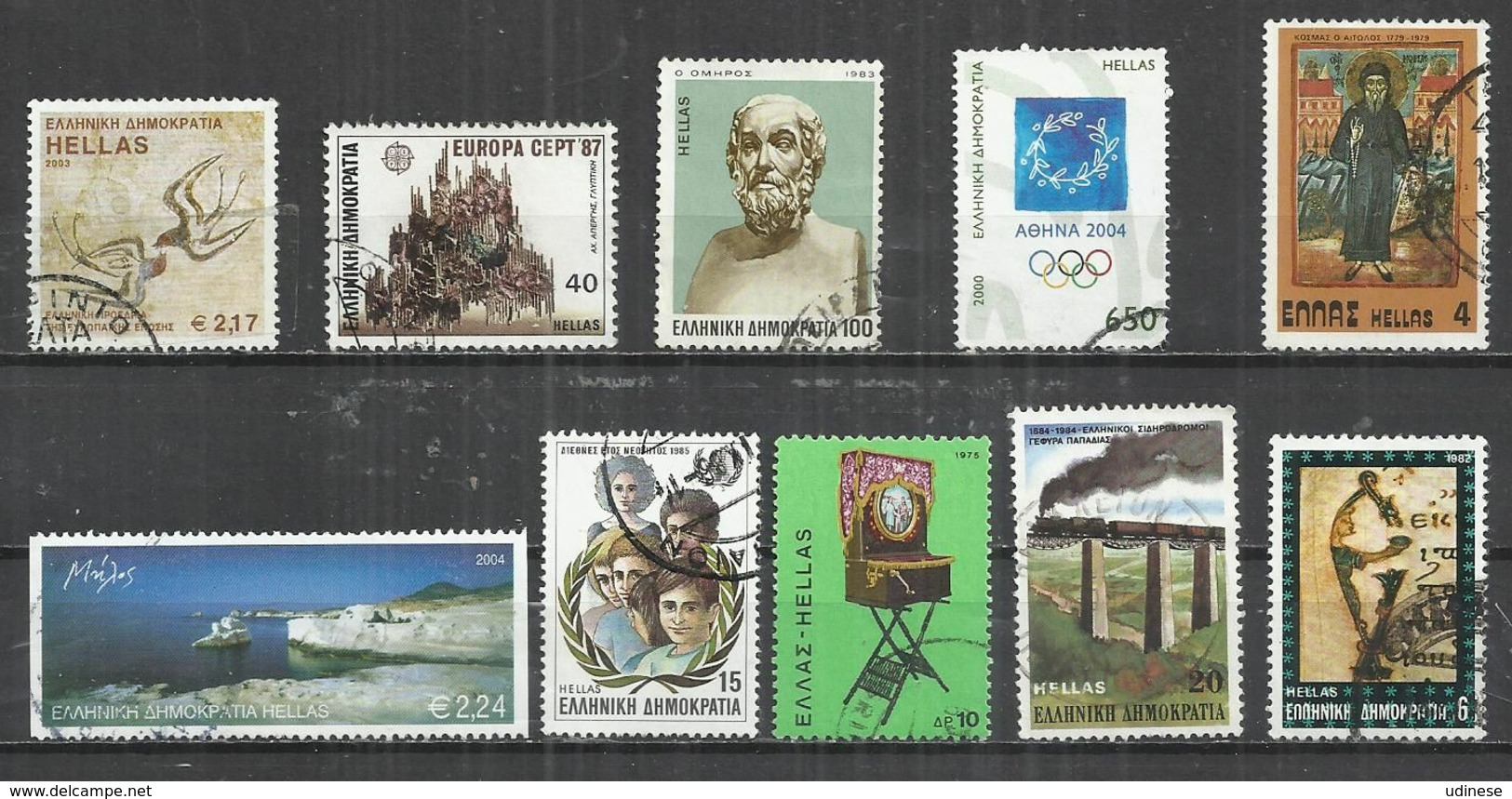 TEN AT A TIME - GREECE - LOT OF 10 DIFFERENT WITH HIGH FACIAL VALUES  22 - USED OBLITERE GESTEMPELT USADO - Collections