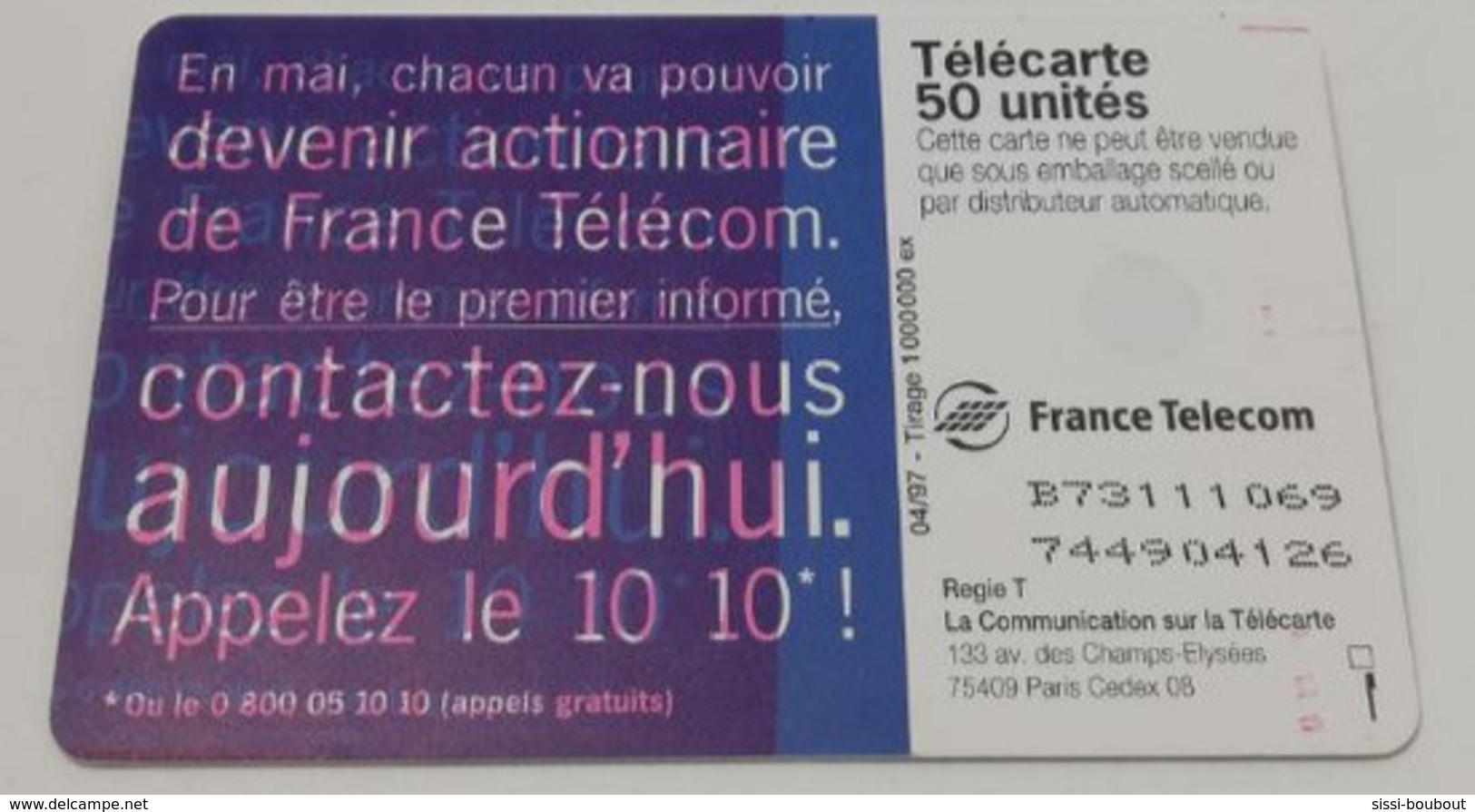 Télécarte - Devenir Actionnaire De France Télécom - Autres & Non Classés