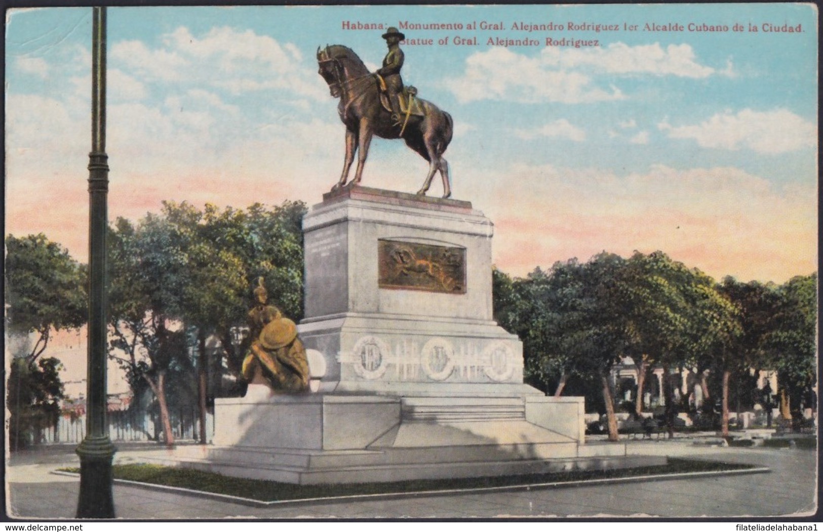 POS-1373 CUBA POSTCARD CIRCA 1920 HAVANA ALEJANDRO RODRIGUEZ MONUMENT PARK. - Cuba