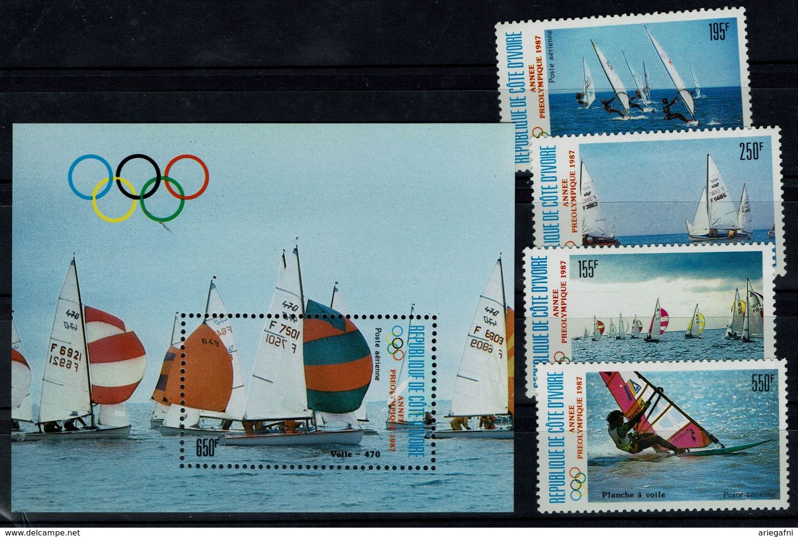 IVORY COOST 1987 SAILING  MI No 950-3 +BLOCK 29 MNH VF!! - Sailing