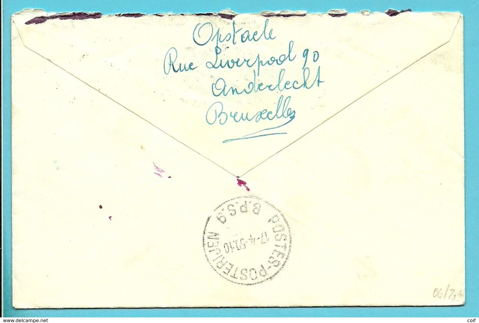 Brief Met Stempel BRUXELLES Op 15/04/1950 Naar "Soldaat" Met Stempel POSTES-POSTERIJEN / B.P.S. 9  !!! - Army