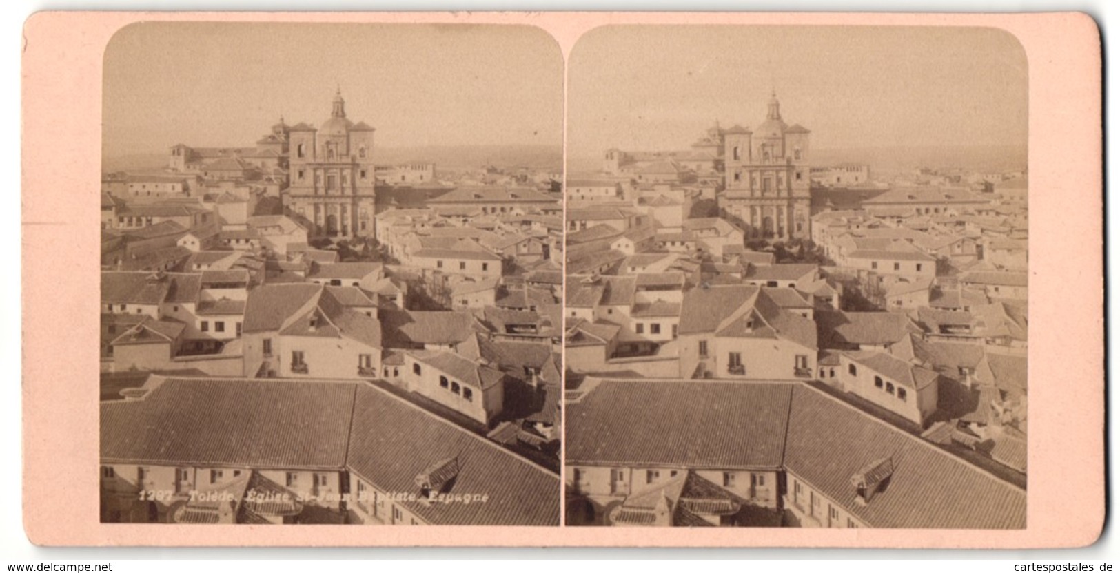 Stereo-Foto Fotograf Unbekannt, Ansicht Toledo, Iglesia San Juan Baptiste - Photos Stéréoscopiques