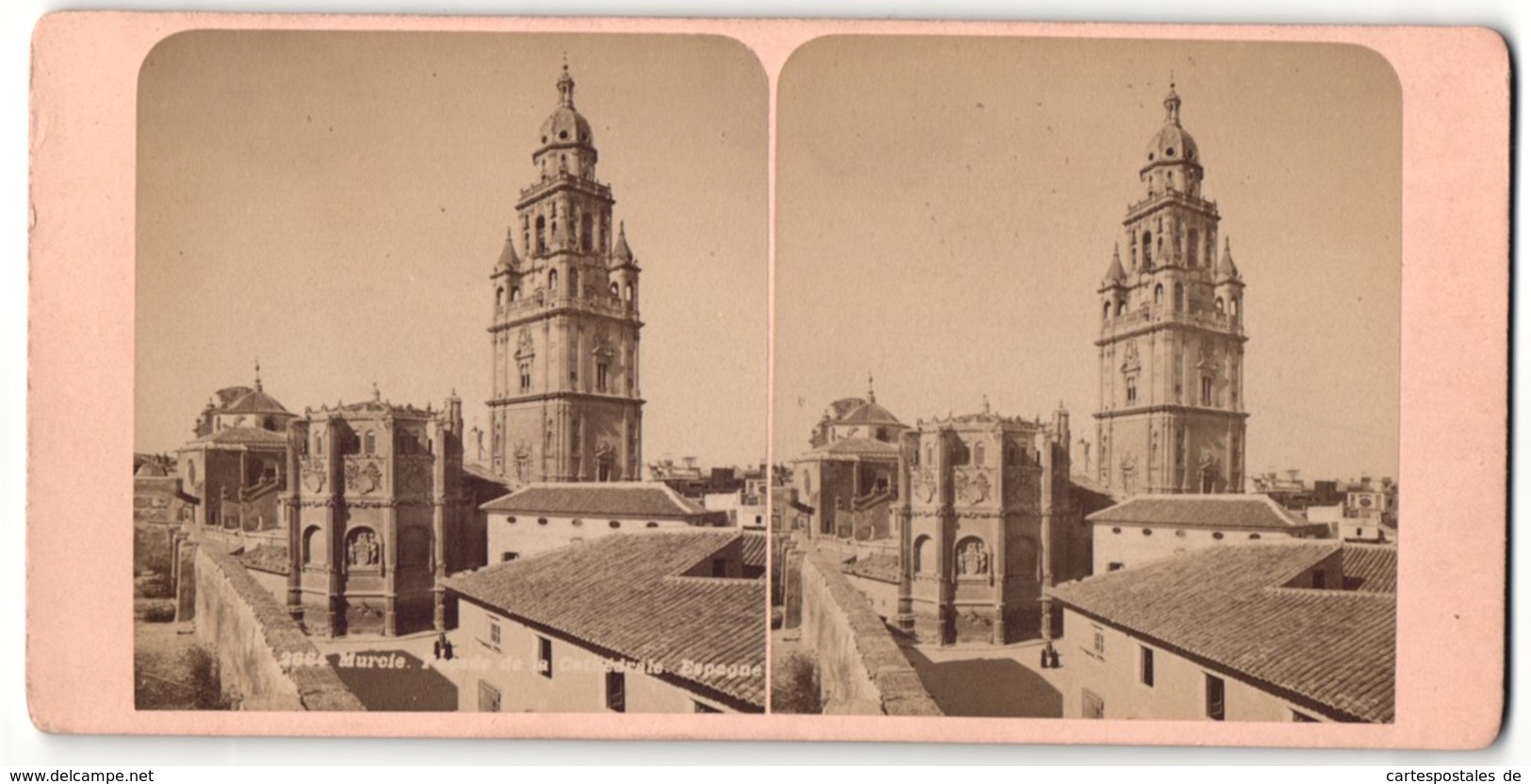 Stereo-Foto Fotograf Unbekannt, Ansicht Murcia, Partie An Der Kathedrale - Photos Stéréoscopiques