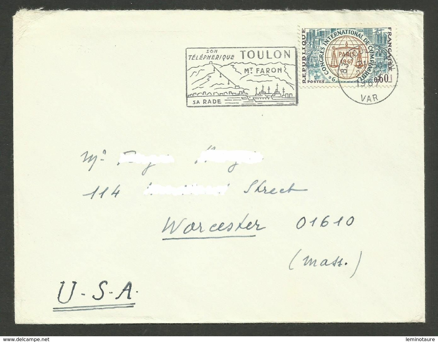 N° 1529 - Seul / Lettre >>> USA / TOULON 20.12.1967 - 1961-....