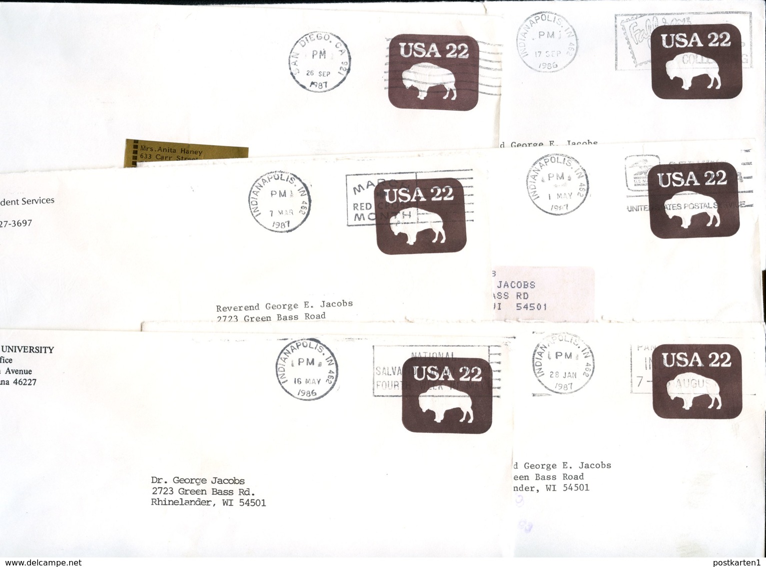 U608 17 PSE Covers BISON Design Tagged Used Domestic And To Germany 1986-88 - 1981-00
