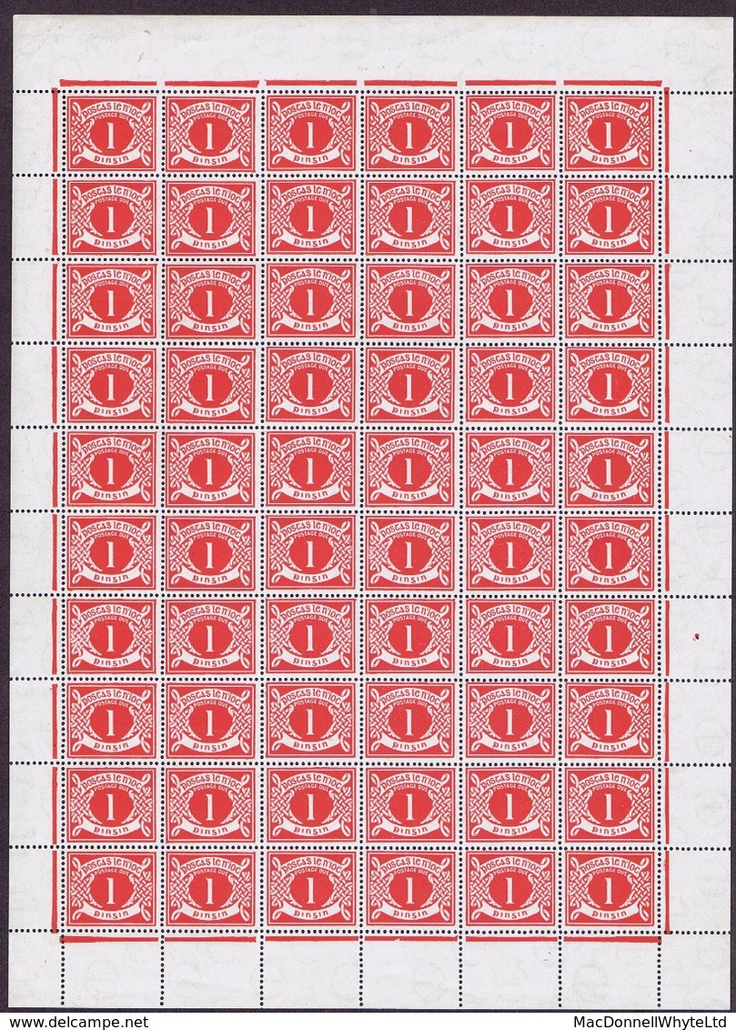 Ireland Postage Due 1940-69 E Wmk 1d Scarlet, Counter Sheet Of 60 Incl Var "inverted Q For O"of Row 10/1 Mint Unmounted - Timbres-taxe
