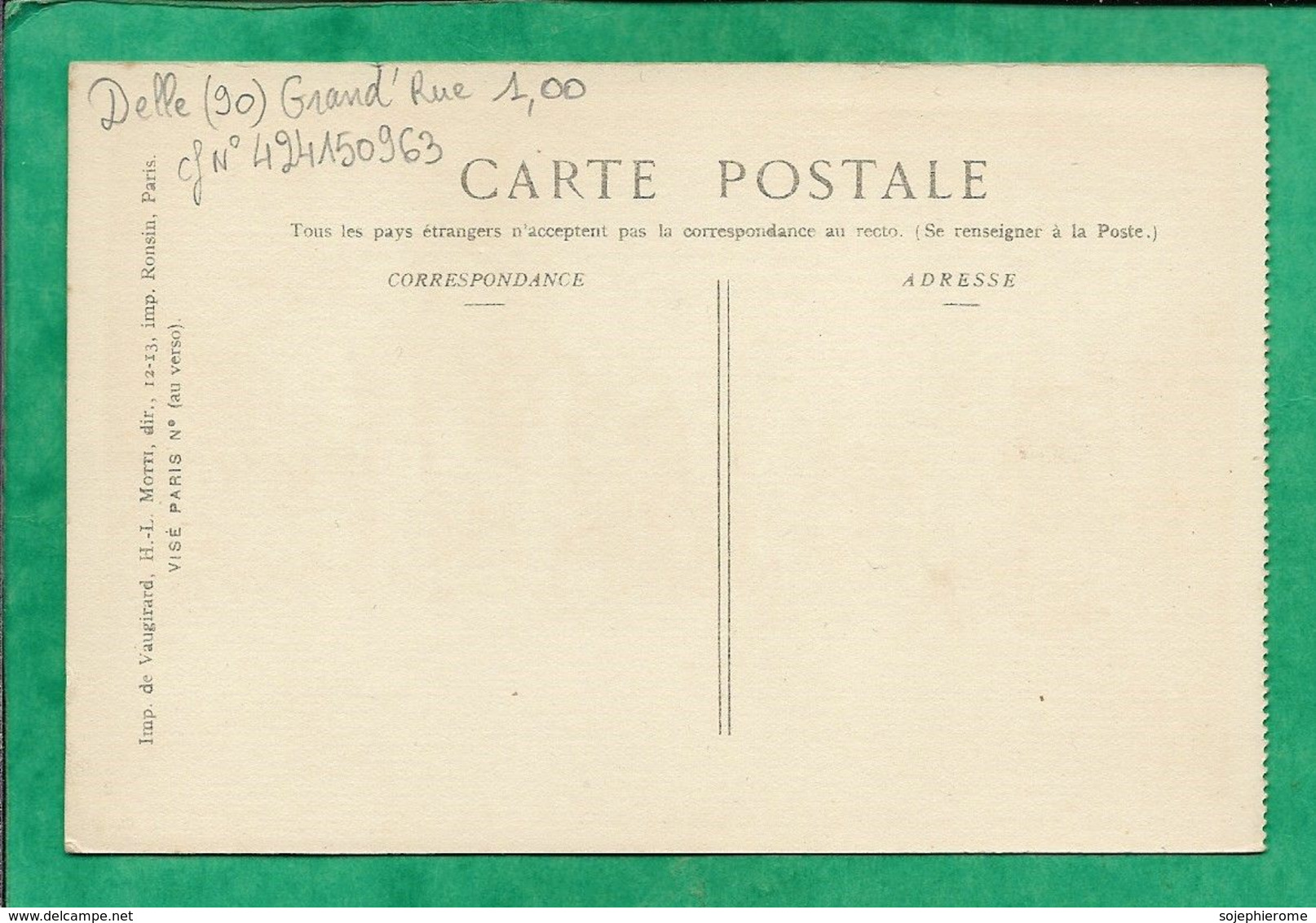 Delle (90) Café Brasserie De L'Est Grand' Rue - 105. Guerre 1914-15. - DANS L'EST Distribution De Soupe. 2scans Sabots - Delle
