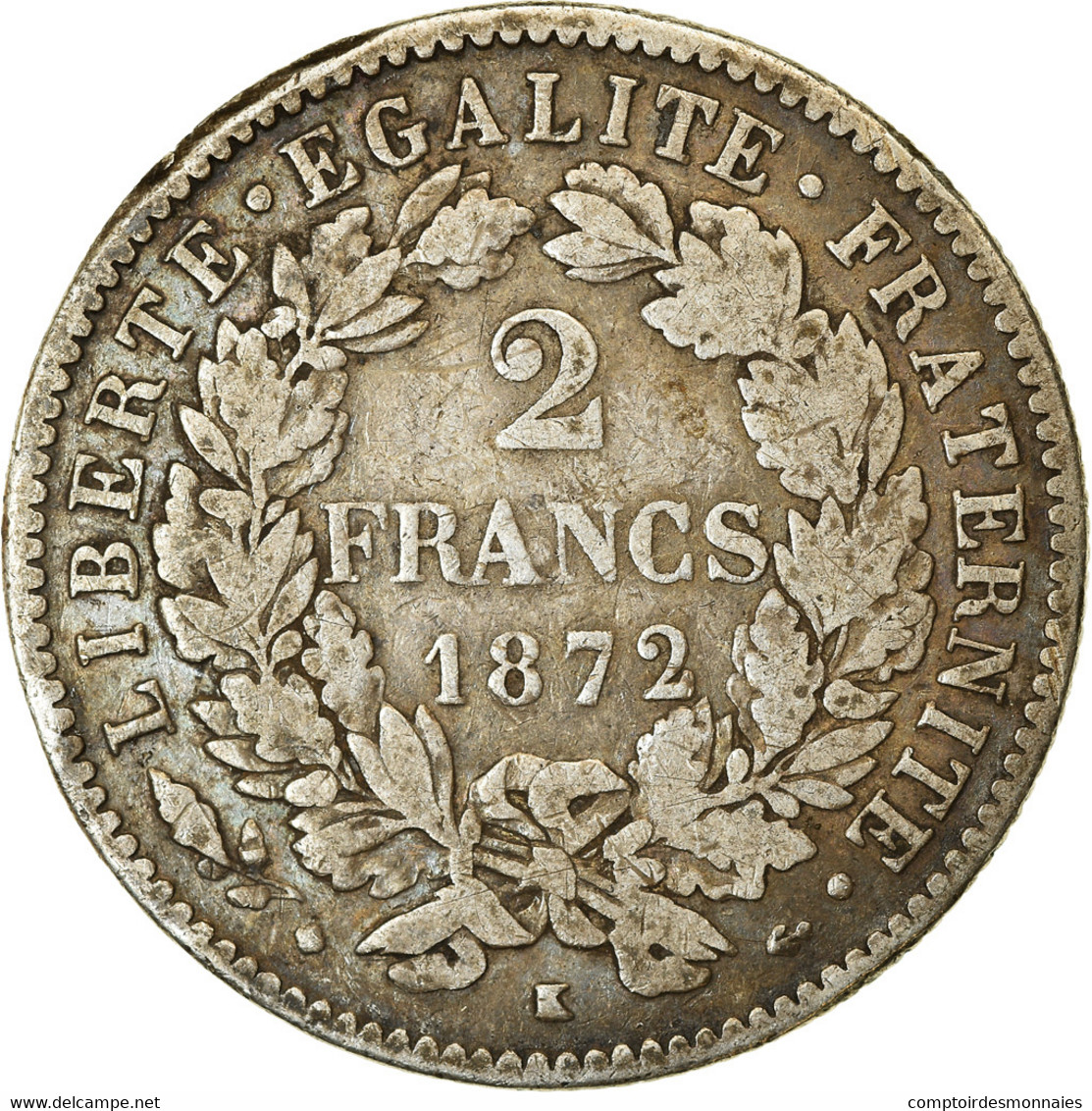 Monnaie, France, Cérès, 2 Francs, 1872, Bordeaux, TB+, Argent, KM:817.2 - Autres & Non Classés