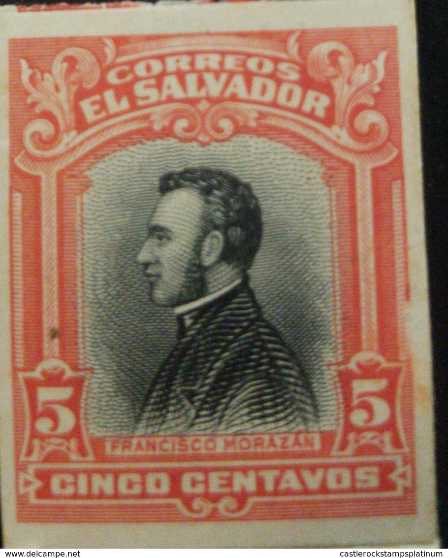 J) 1912 EL SALVADOR, AMERICAN BANK NOTE, DIE PROOF, IMPERFORATED, FRANCISCO MORAZAN, 5 CENTS ORANGE - Salvador