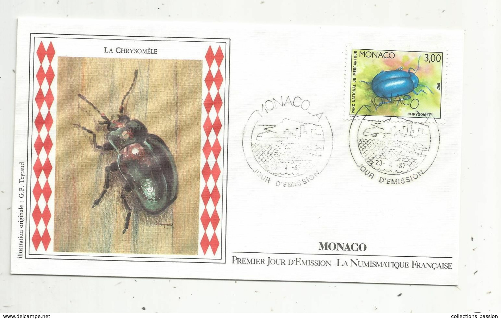 MONACO. A , FDC ,premier Jour , 1987 , Insectes ,LA CHRYSOMELE - FDC