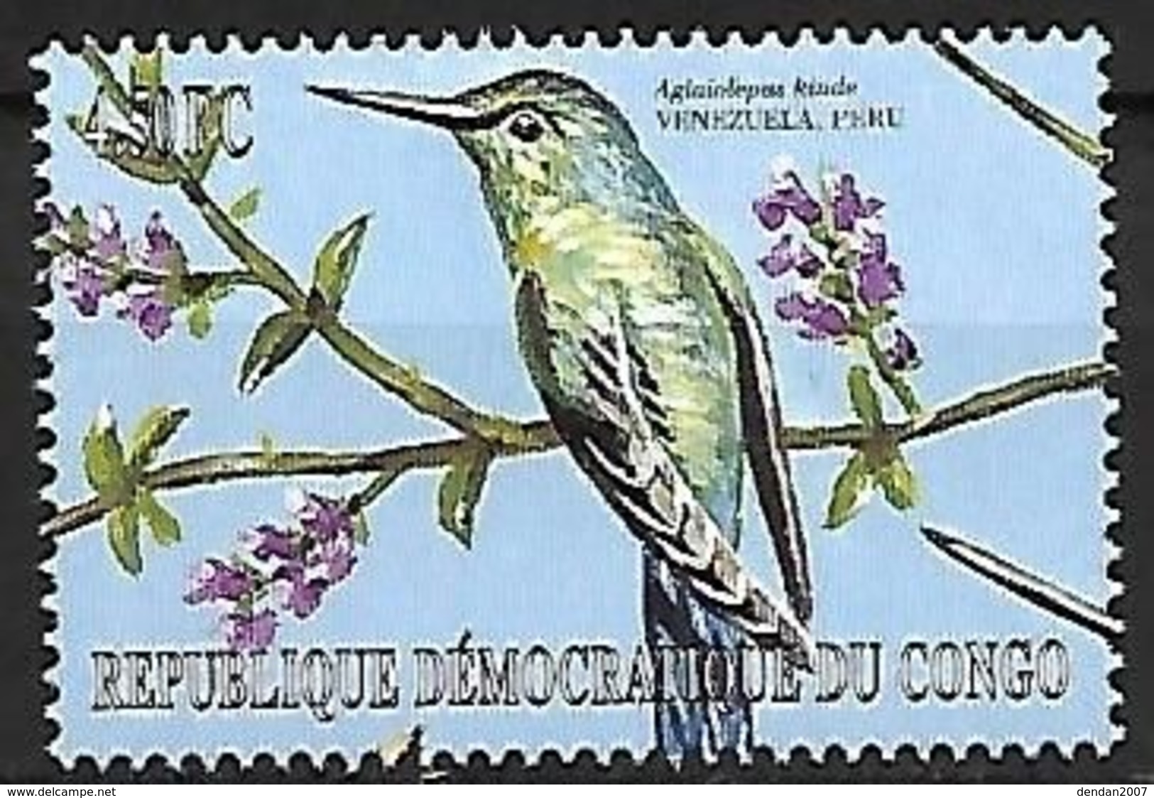 Congo (Kinshsasa) - MNH ** 2001 -  Long-tailed Sylph  -  Aglaiocercus Kingii - Colibris