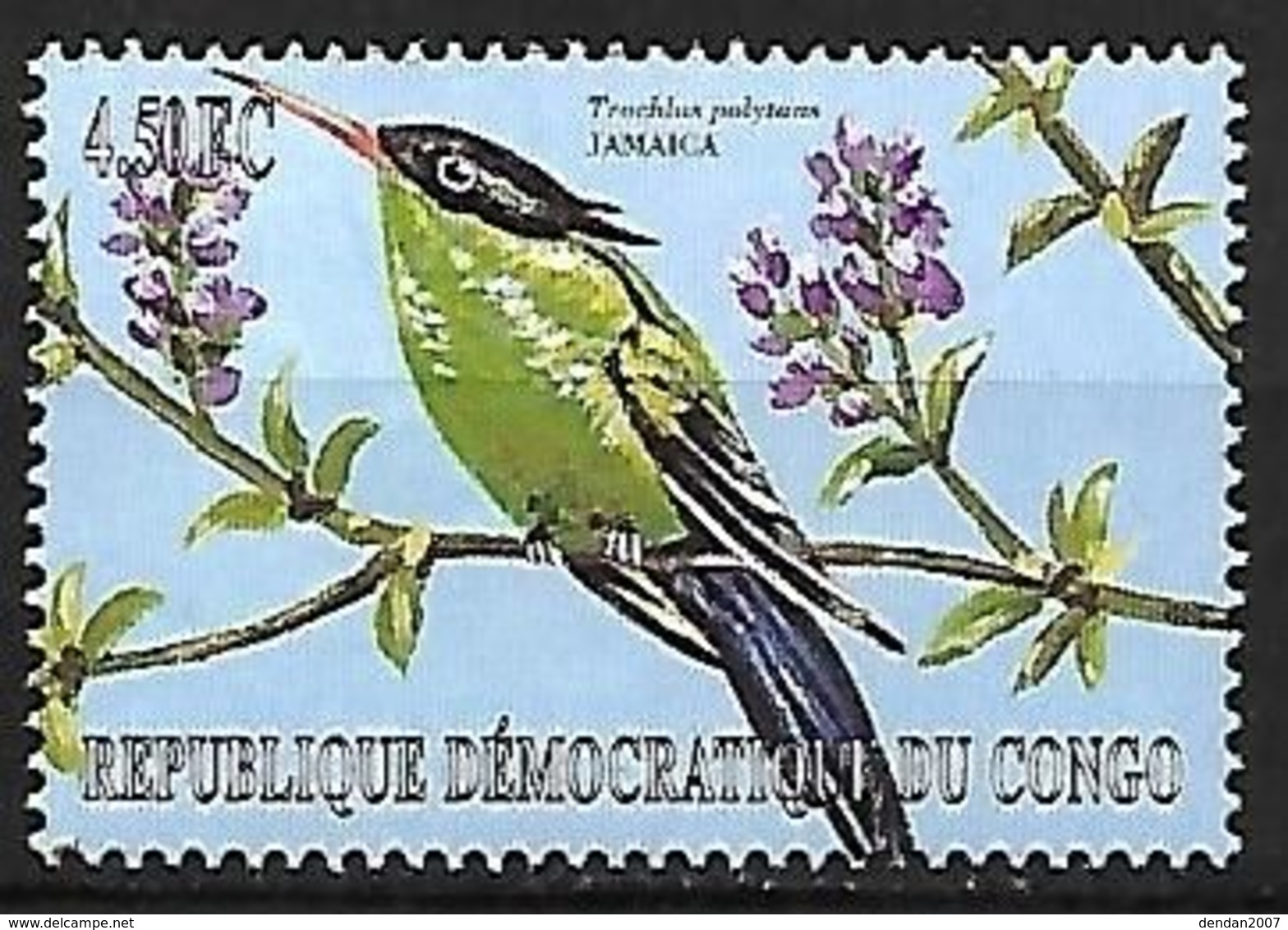 Congo (Kinshsasa) - MNH ** 2001 -     Red-billed Streamertail   - Trochilus Polytmus - Segler & Kolibris