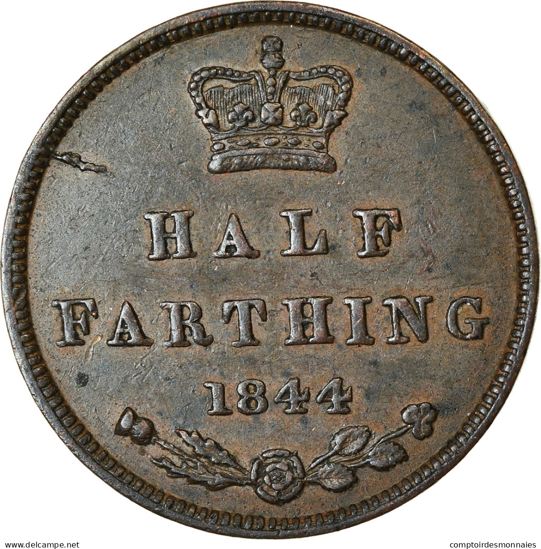 Monnaie, Grande-Bretagne, Victoria, 1/2 Farthing, 1844, TTB, Cuivre, KM:738 - A. 1/4 - 1/3 - 1/2 Farthing