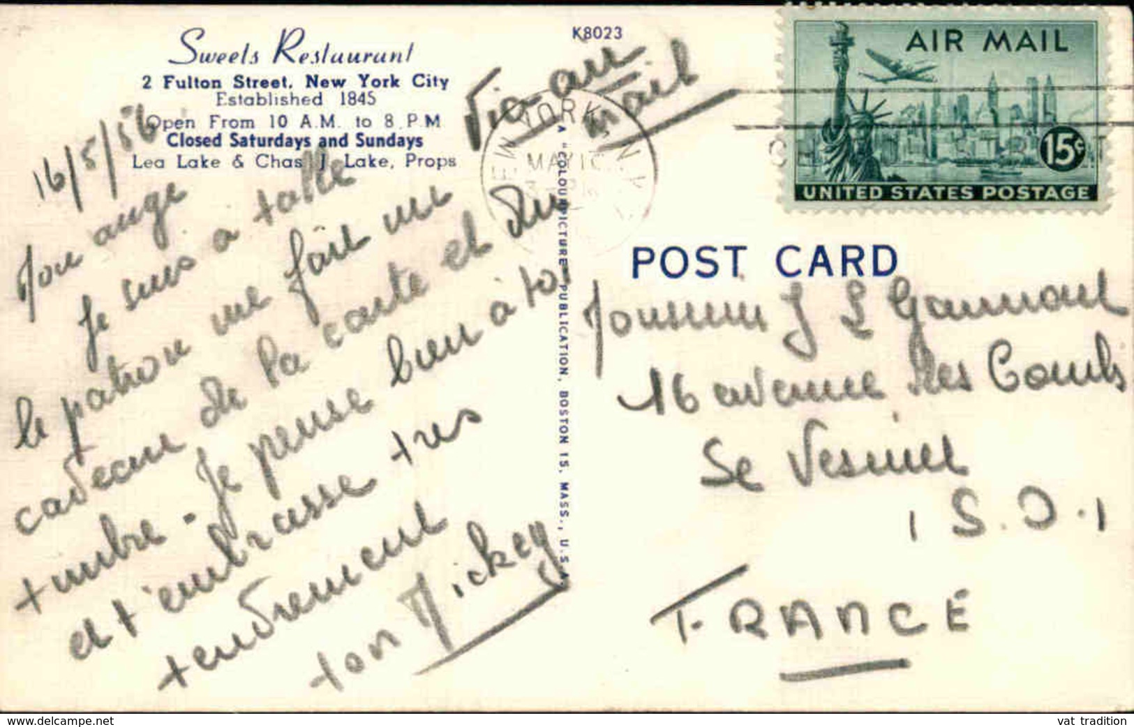 ETATS UNIS - Carte Postale - New York - Sweets Restaurant - Fulton Street - L 67382 - Bar, Alberghi & Ristoranti