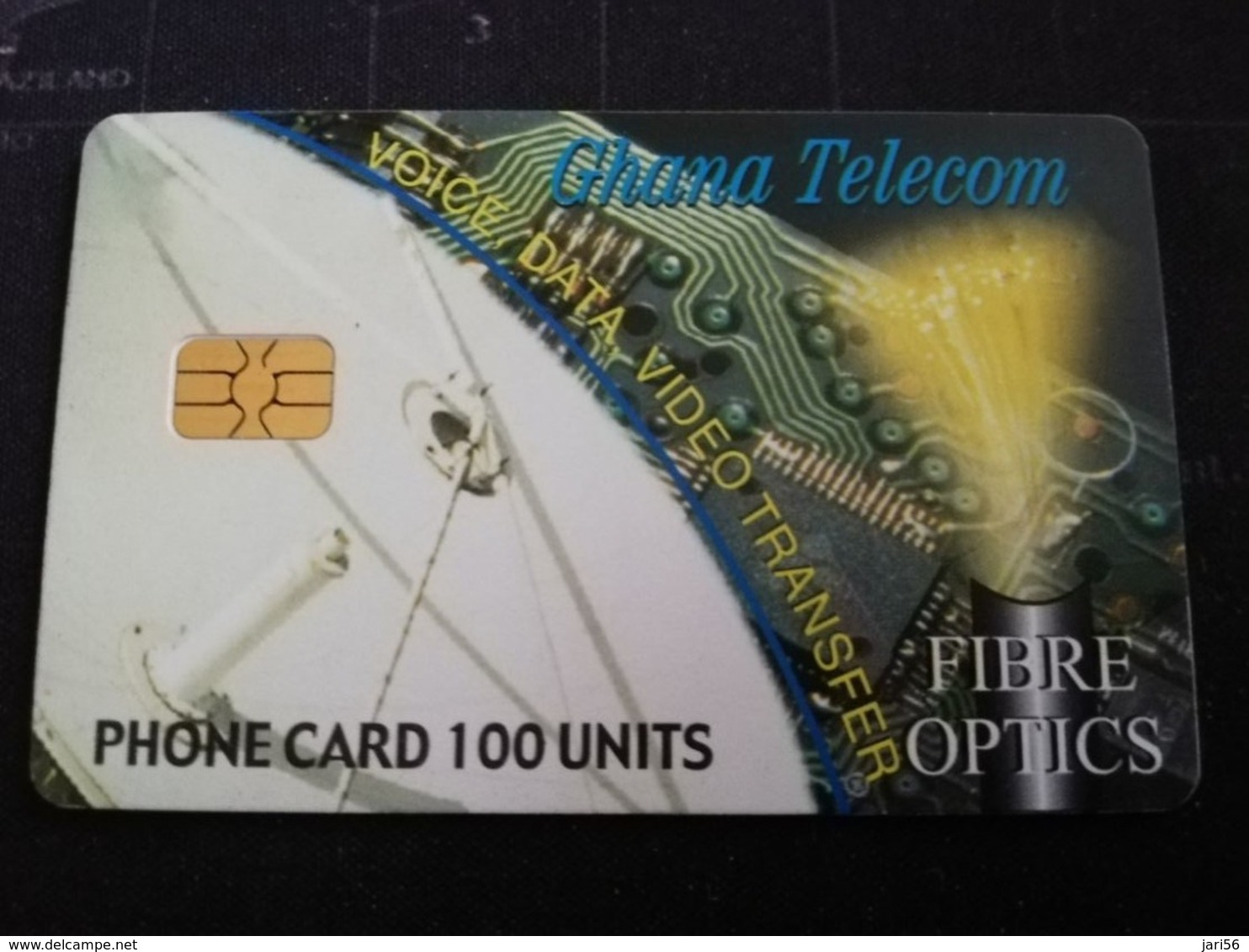 GHANA CHIPCARD 100 UNITS   VOICE DATA VIDEO TRANSFER  FIBRE OPTICS   Fine Used Card  **2974 ** - Ghana