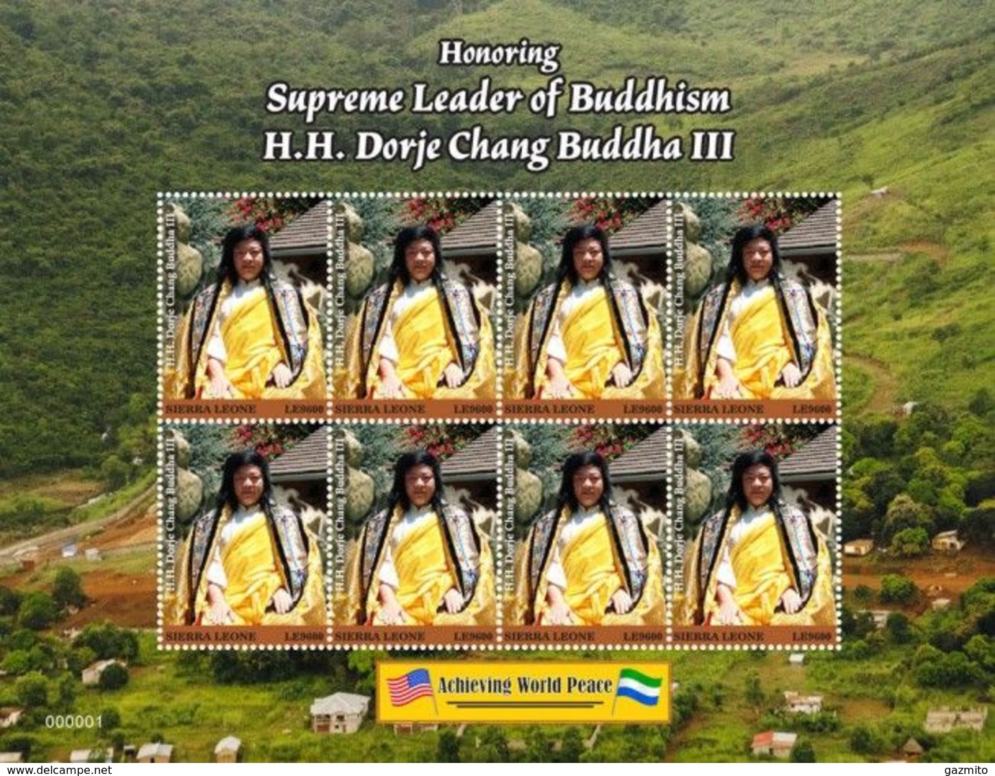 Sierra Leone 2020, His Holiness Dorje Chang Buddha III, Joint With Djibouti, Liberia, Centrafrica., Niger Sheetlet - Buddhism
