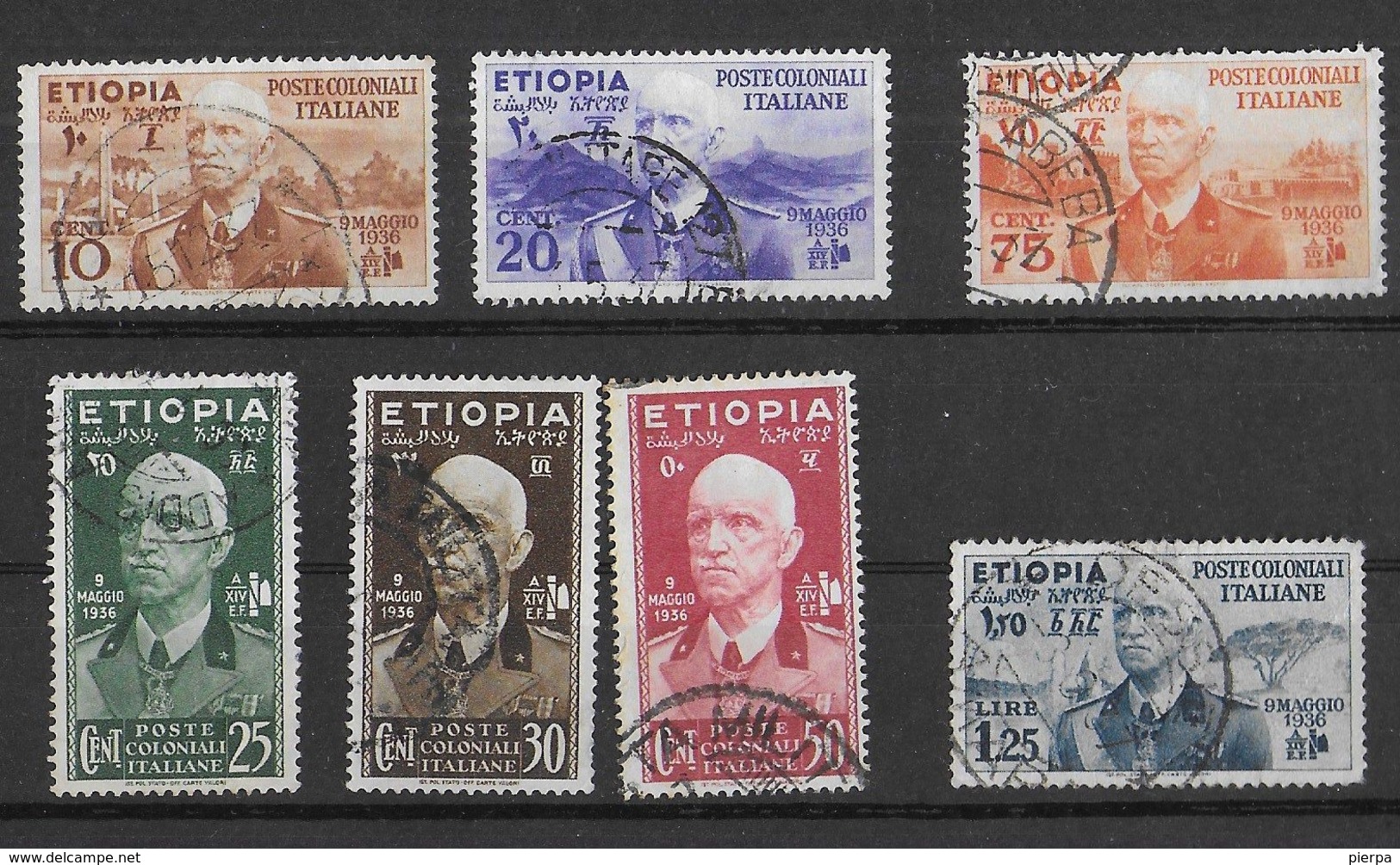 ETIOPIA -1936 -  COLONIA ITALIANA - EFFIGIE DEL RE - SERIE COMPLETA 7 VALORI USATA (YVERT 1/7 - MICHEL 1/7) - Ethiopië
