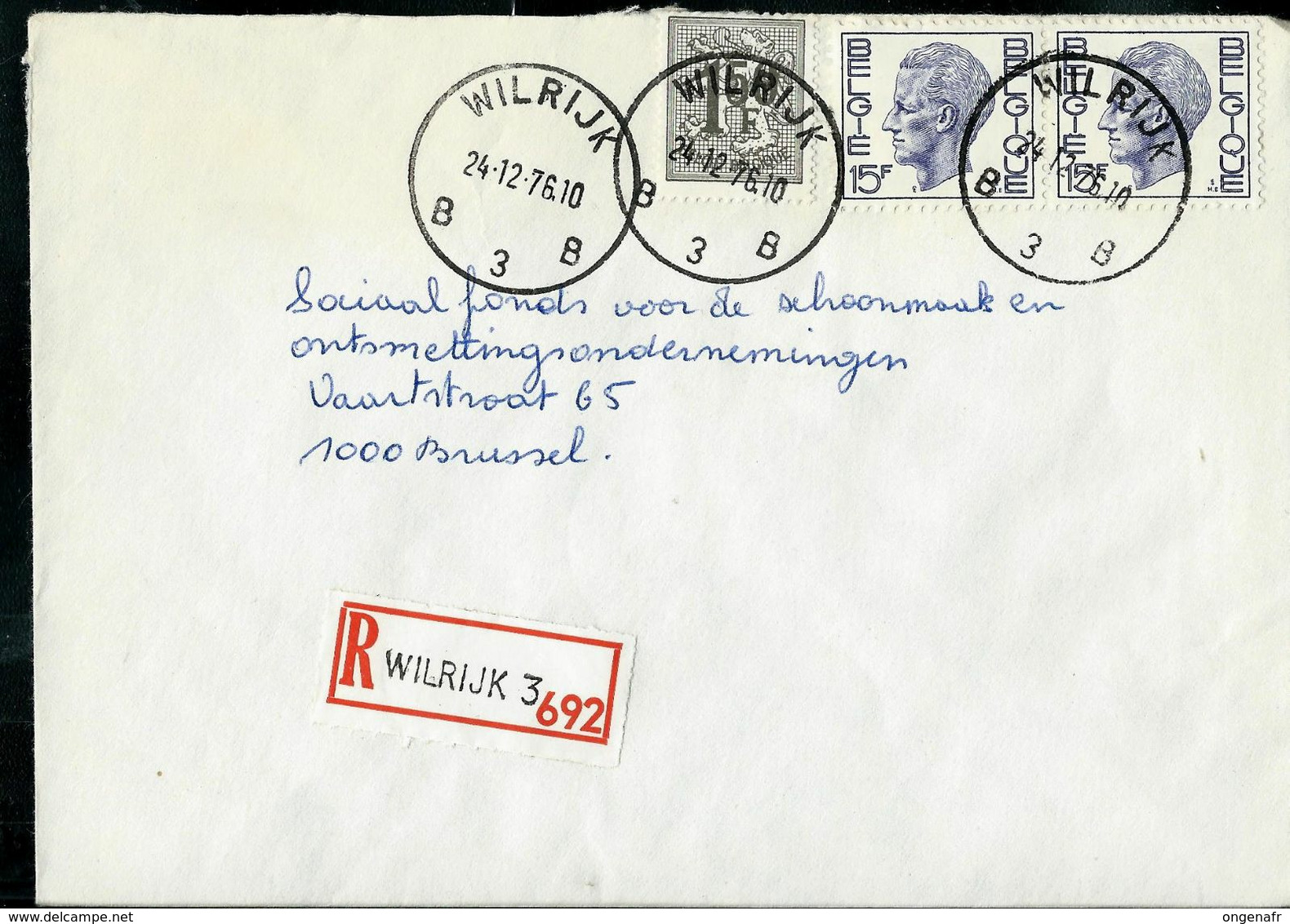 Doc. De WILRIJK - B 3 B - Du 24/12/76  En Rec. ( E ) - Poste Rurale