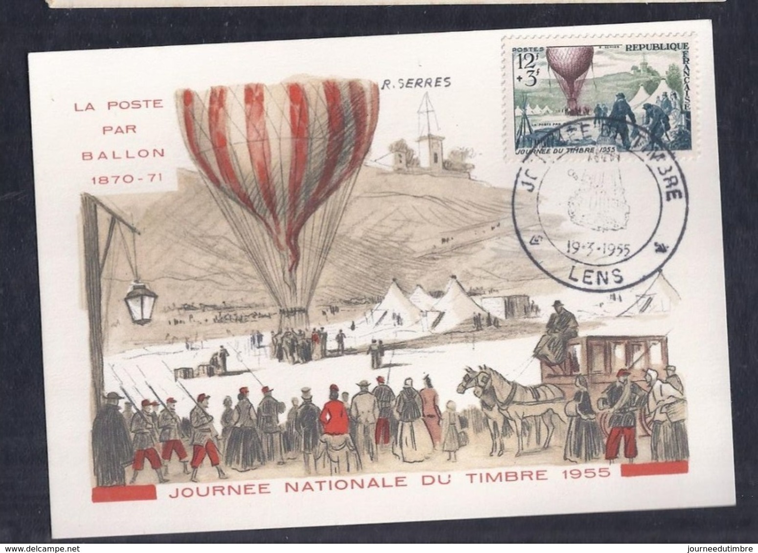 Carte Federale Ballon Journee Du Timbre 1955 Lens - 1950-1959