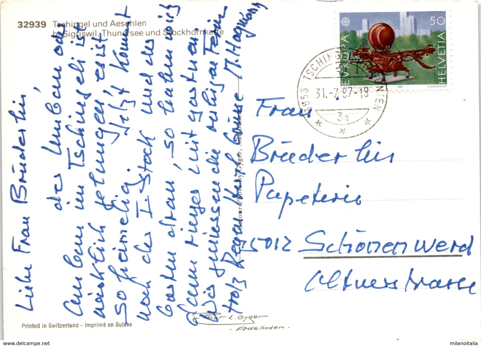 Tschingel Und Aeschlen Bei Sigriswil (32939) * 31. 7. 1987 - Sigriswil