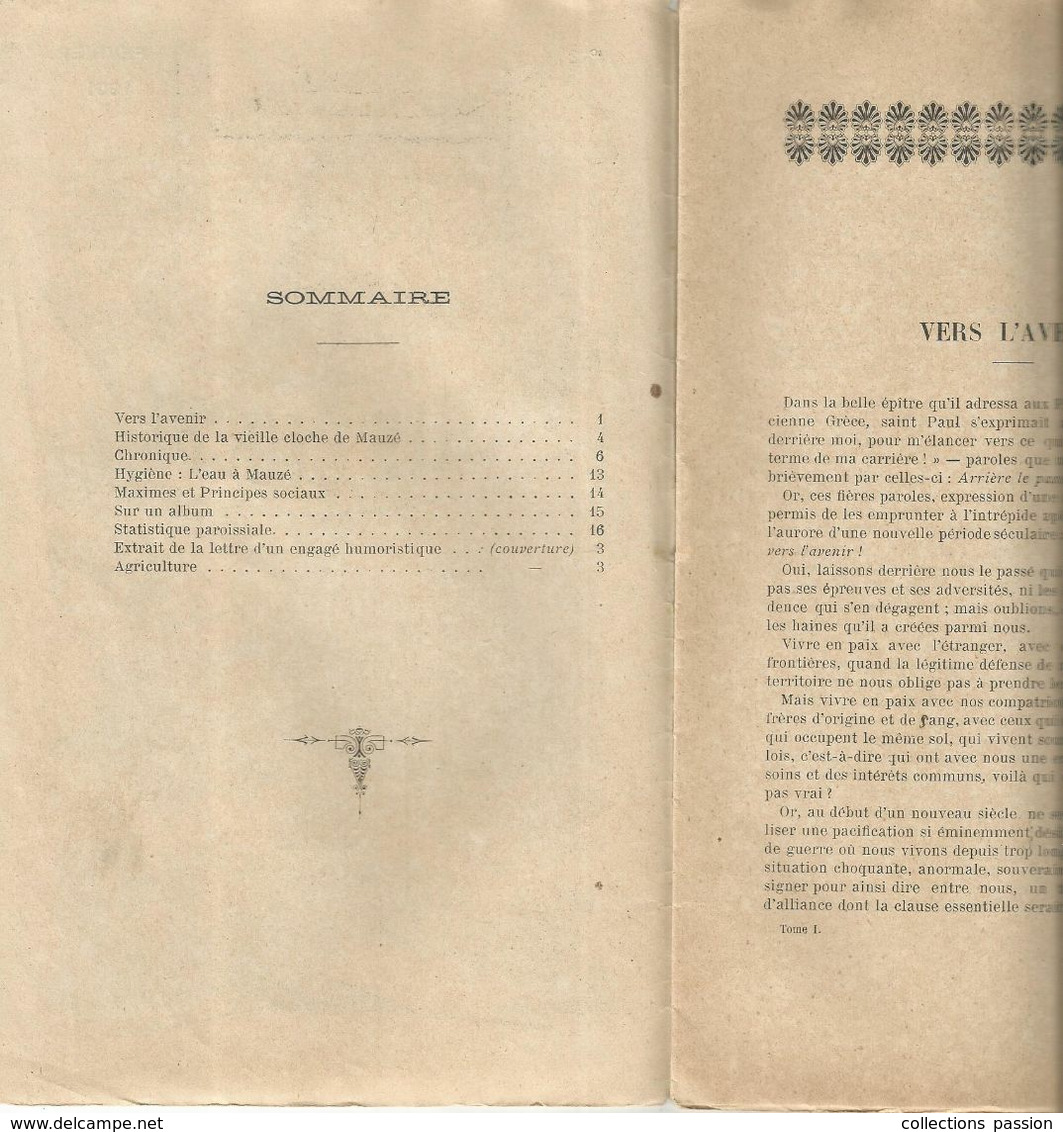 Régionalisme, Bulletin Mensuel, LA VIEILLE CLOCHE DE MAUZE SUR LE MIGNON , N° 2 , Février 1901, 18 Pages, Frais Fr 1.85e - Poitou-Charentes