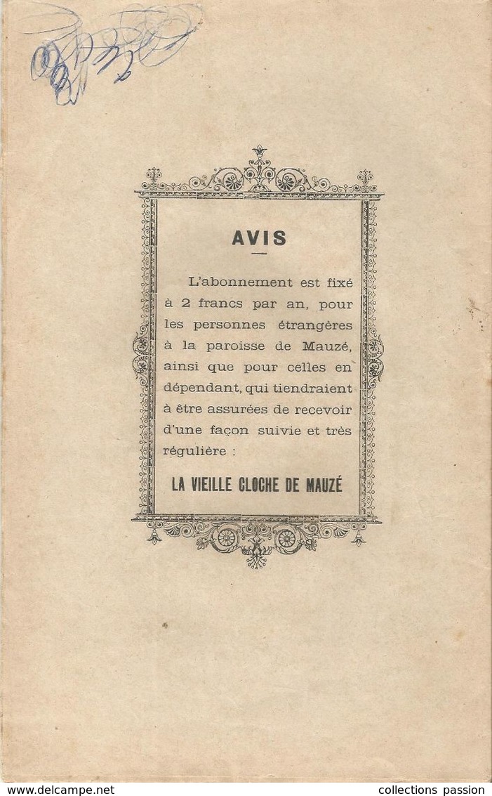 Régionalisme, Bulletin Mensuel, LA VIEILLE CLOCHE DE MAUZE SUR LE MIGNON , N° 5 , Mai 1901, 21 Pages, Frais Fr 1.85e - Poitou-Charentes