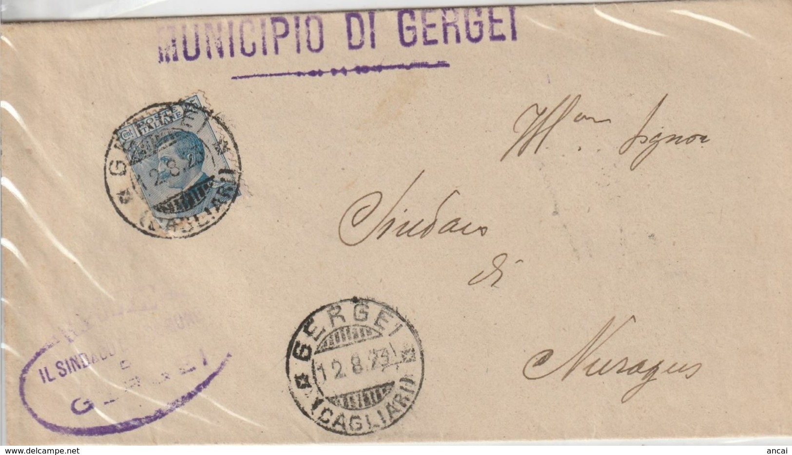 Gergei. 1923.  Annullo Guller  GERGEI (CAGLIARI), Su Lettera Affrancata Michetti, Senza Testo - Marcophilia