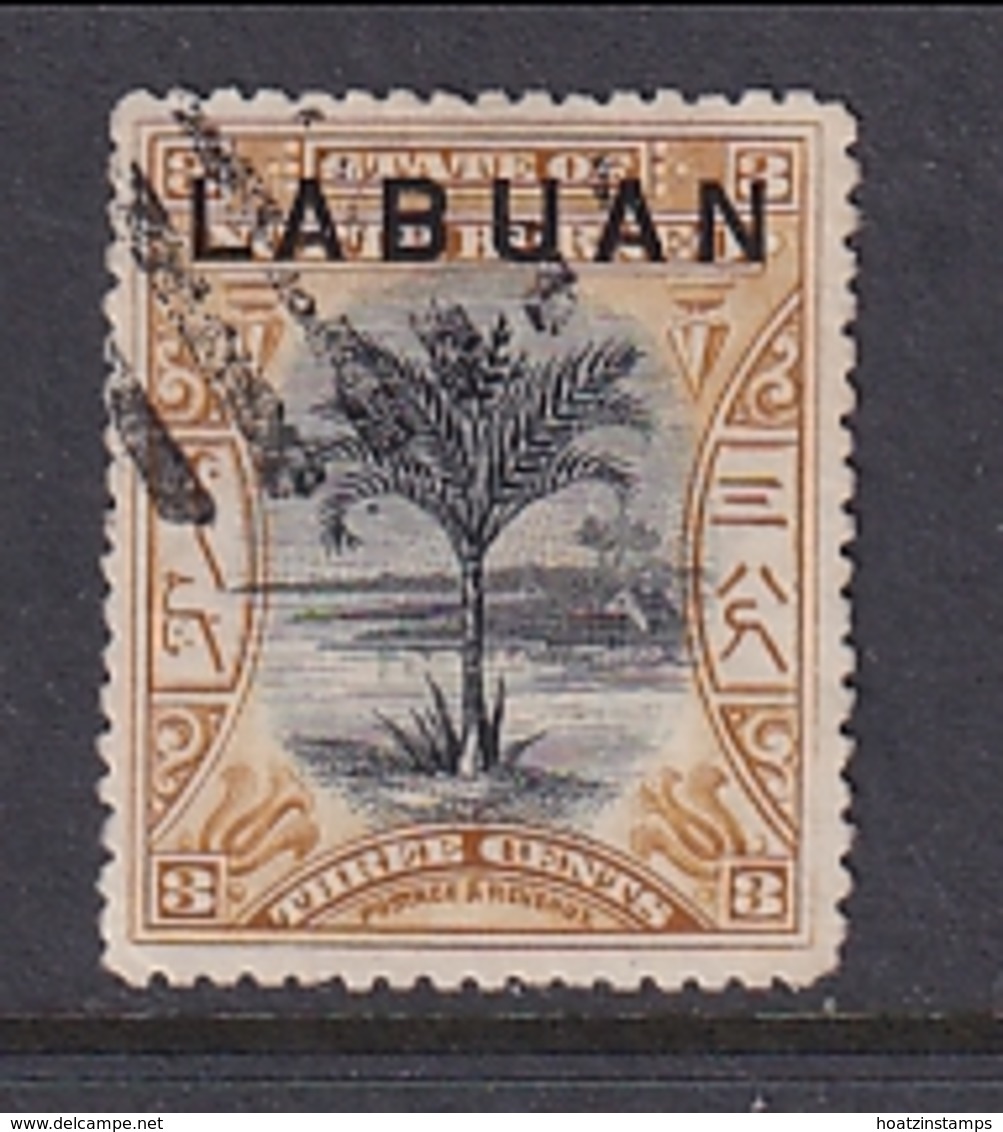 North Borneo - Labuan: 1897/1901   Sago Palm 'Labuan' OVPT     SG91    3c  [Perf: 13½-14]    Used CTO - North Borneo (...-1963)