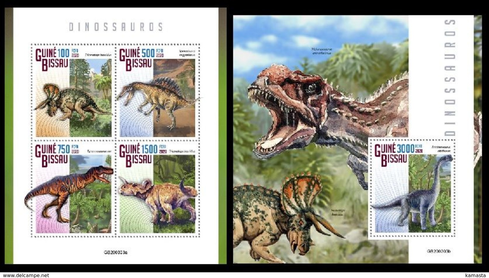 Guinea Bissau.  2020 Dinosaurs. (0303ab)  OFFICIAL ISSUE - Vor- U. Frühgeschichte