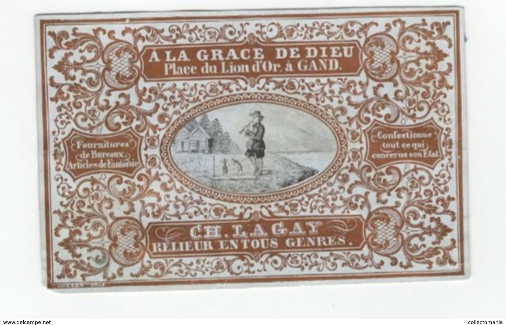 1 Carte Porcelaine A La Grace De Dieu Place Du Lion D'Or Gand  :Ch.Gay Relieur Lith.Heger Brau  Afm.: 13x8,5cm - Porcelaine