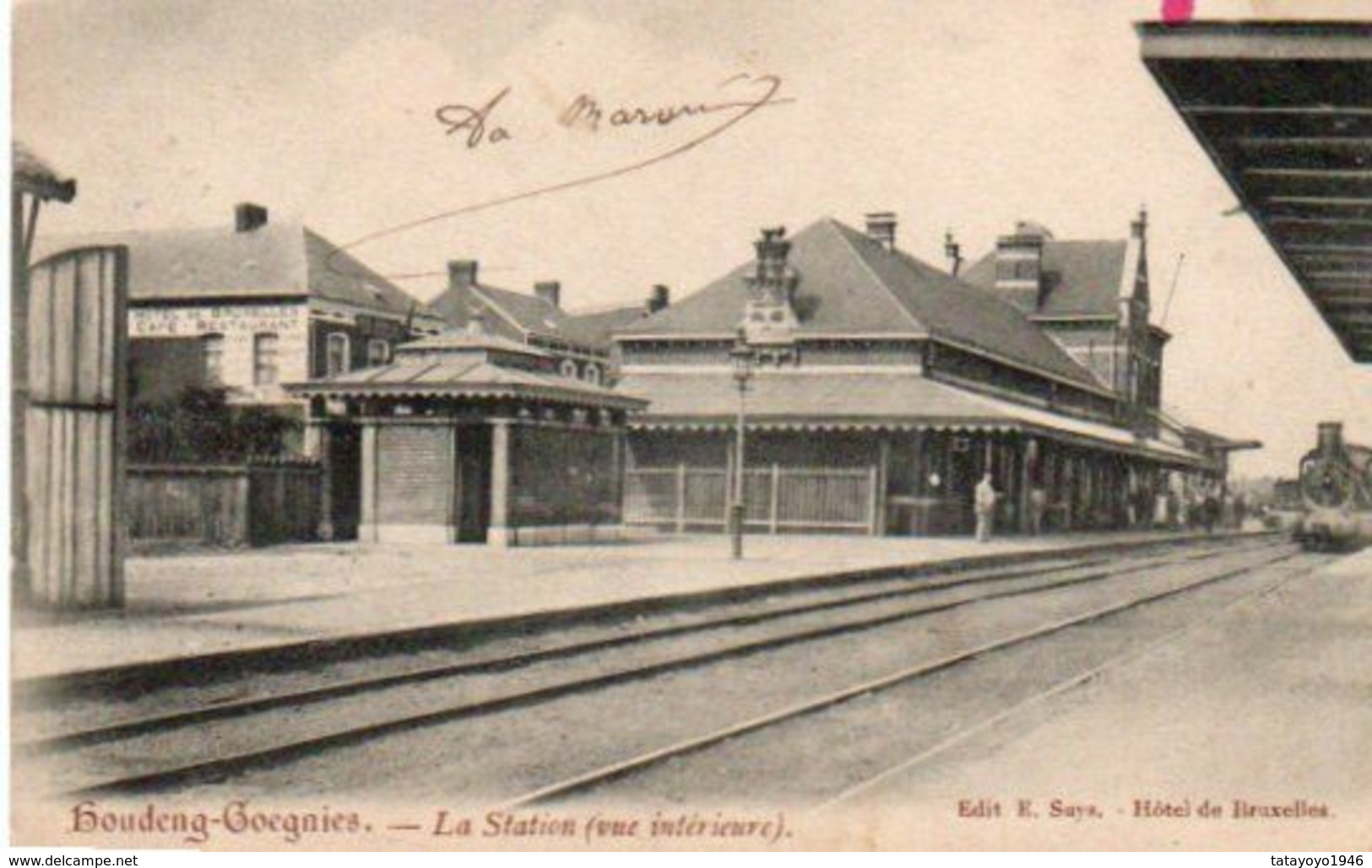 Houdeng-Gougnies La Station (vue Intérieure )animée Avec Train  Circulé En 1906 - La Louvière