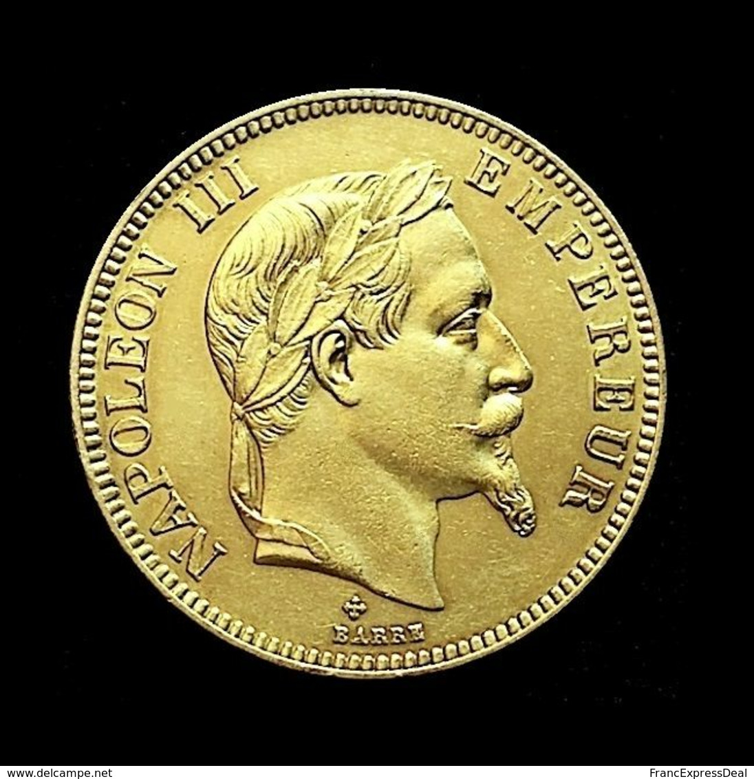 COPIE - 1 Pièce Plaquée OR ( GOLD Plated Coin ) - France - 100 Francs Napoléon III Tête Laurée 1869 BB - Other & Unclassified