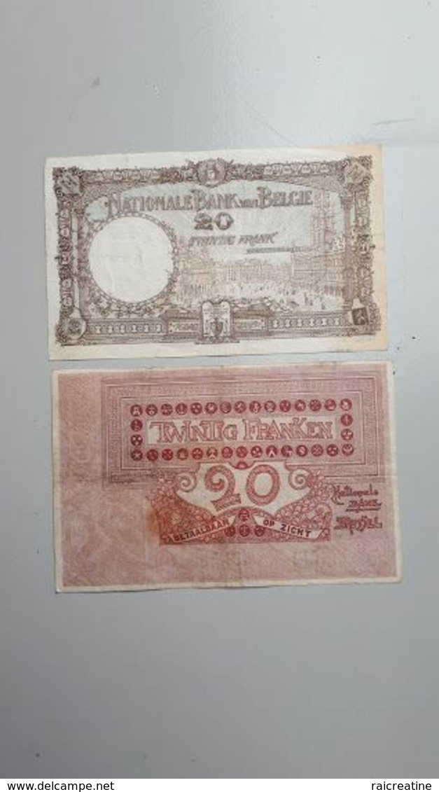 Belgique:Lot De 7 Billets  20 Fr- 5 Fr -1 Fr Dec 1910 à 1964 - Autres & Non Classés