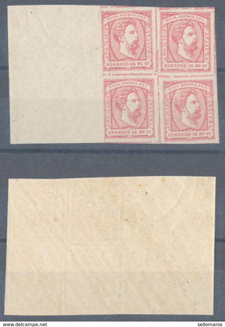 1874 EDIFIL 157 ** MNH 16 MARAVEDIS BLOQUE DE 4 CARLOS VII CARLISTAS     TC12189 - Carlistes