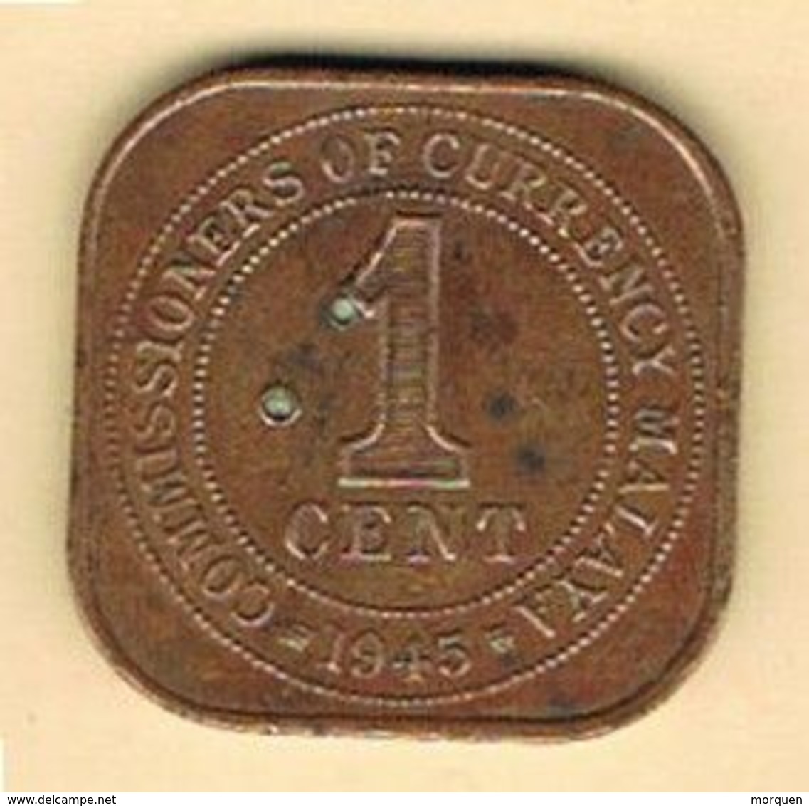 Moneda, Coin 1 Cent MALAYA 1945. Commissioners Of Currency. George VI - Malaysie