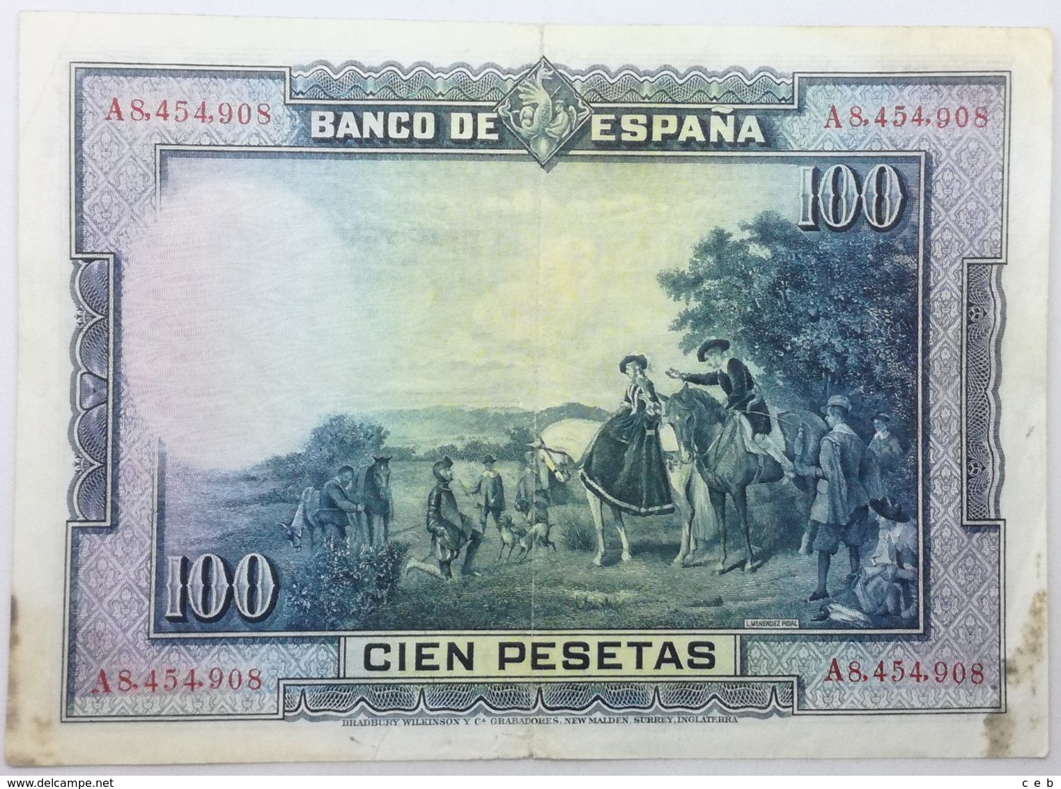 Billete 1928. 100 Pesetas. Madrid, España. Rey Alfonso XIII. Miguel De Cervantes. MBC - 100 Peseten