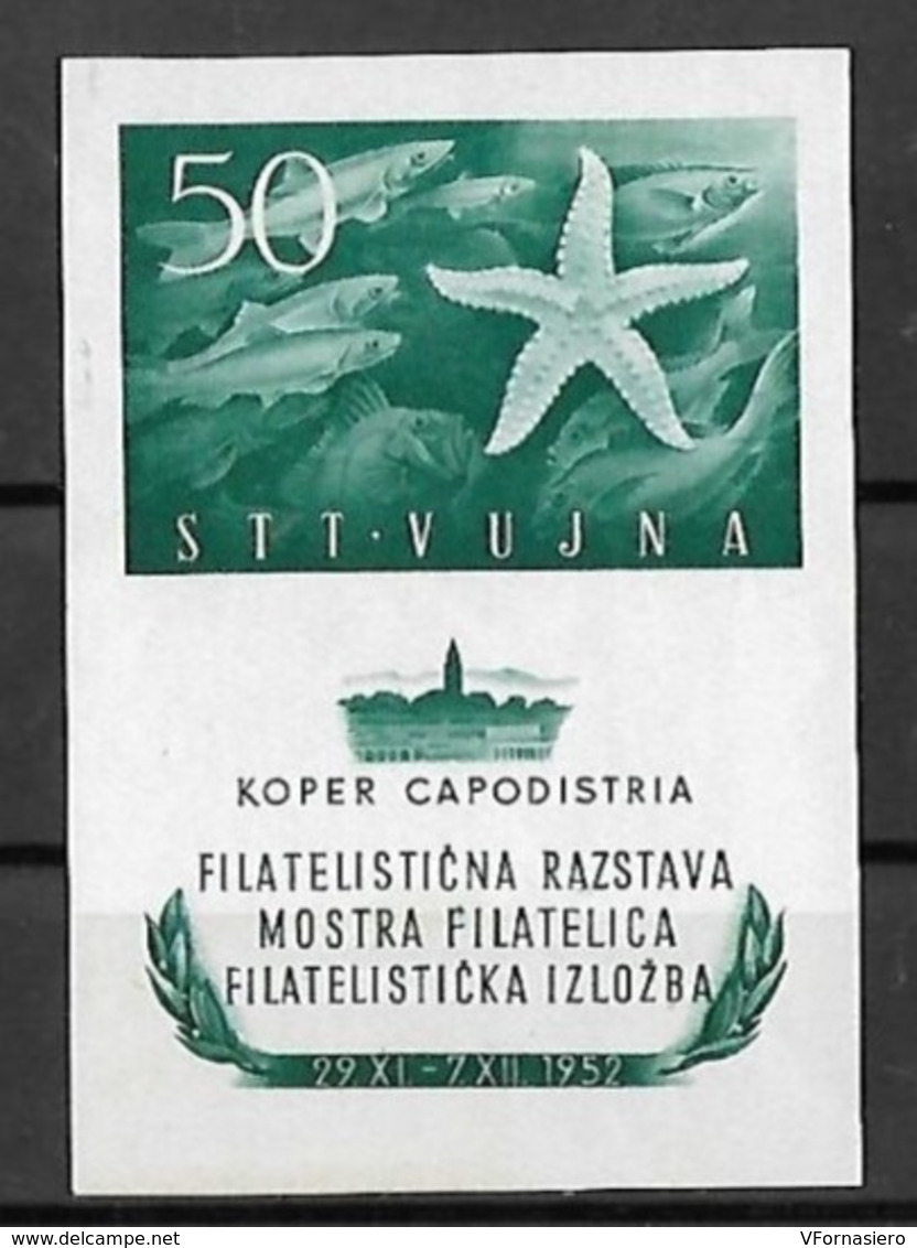 TRIESTE B *1952 "MOSTRA FILATELICA", FOGLIETTO Con Leggera Traccia Di Linguella - Gebraucht