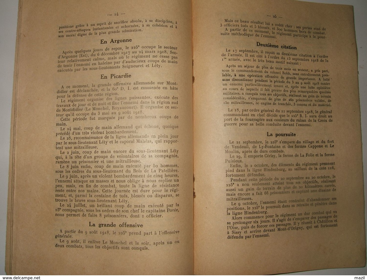 - Historique Du 25e Régiment D' Infanterie Dans La Grande Guerre 1914-1919 ( Garnison : Cherbourg ) - 1914-18