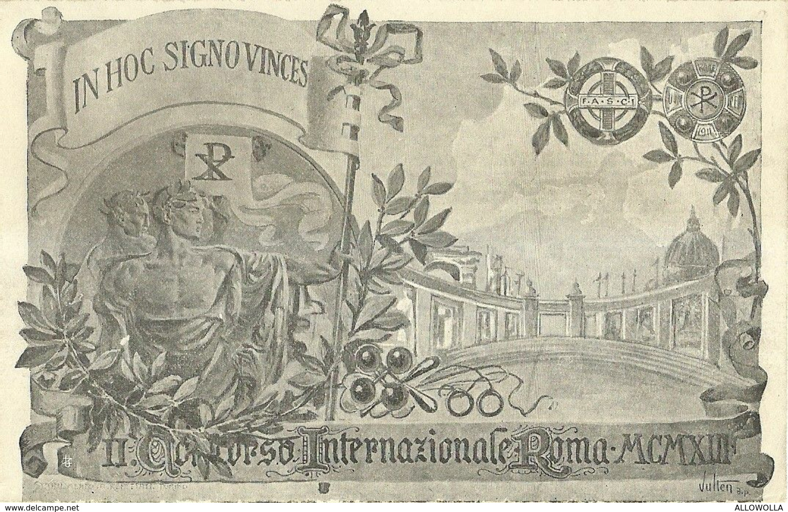 8917"IN HOC SIGNO VINCES-II CONCORSO INTERNAZIONALE ROMA 1913 "-CARTOLINA POST. ORIG. NON SPED. - Manifestazioni