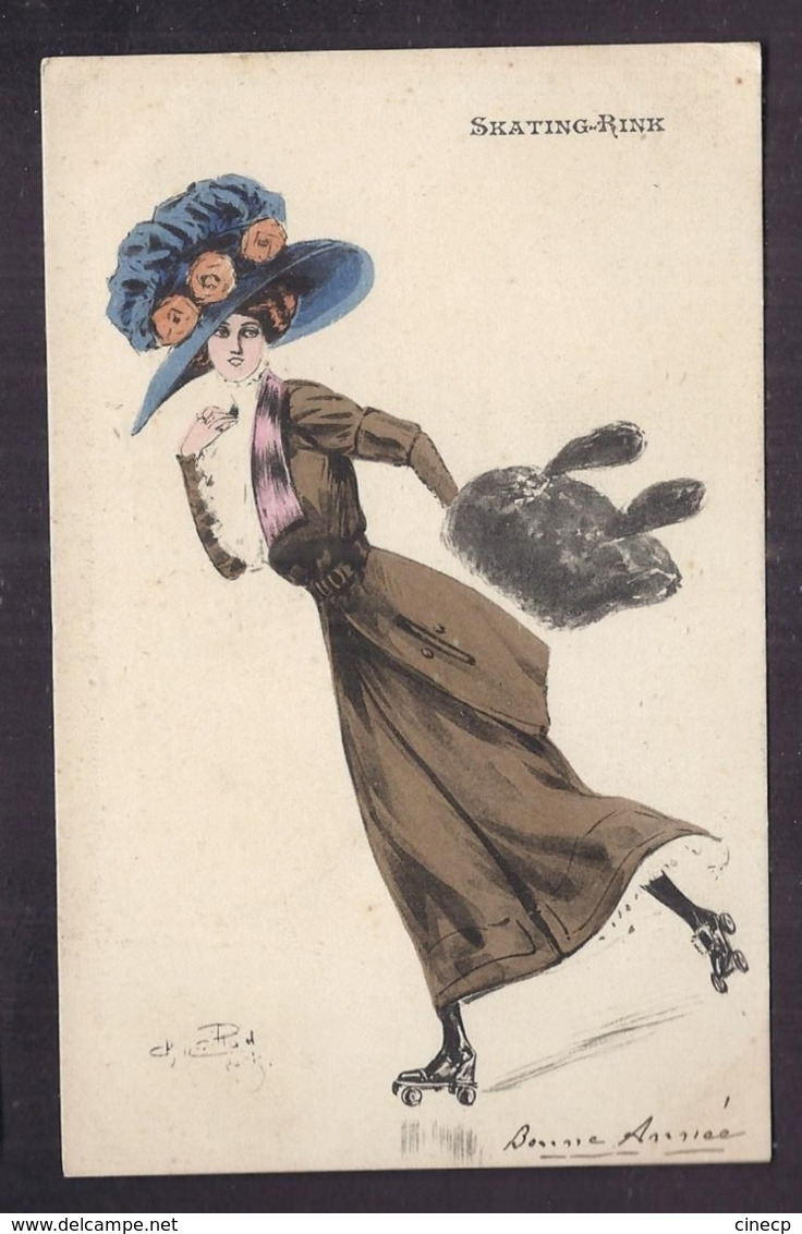 CPA Illustrateur Mode Ch. NAILLOD - Femme En Robe Et Grand Chapeau Faisant Du Patin à Roulette SKATING RINK - Naillod